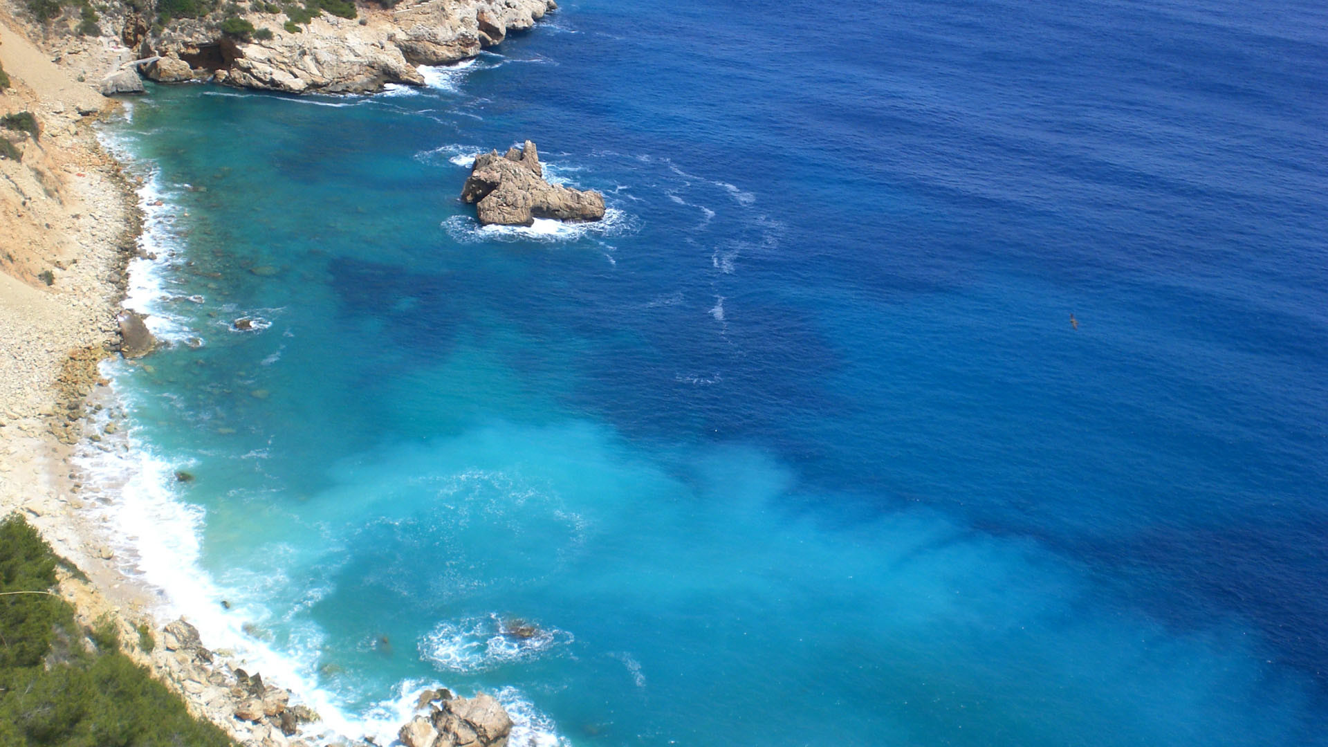 Costa, Mare blu, Scogli, Vista aerea, Full HD 1080p, sfondo desktop