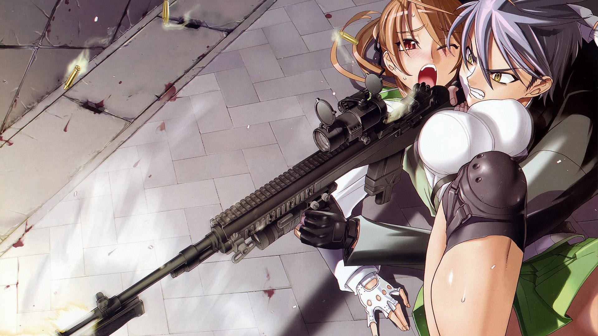 Rei Miyamoto, Saeko Busujima, Highschool of the Dead, Fucile di precisione, sfondo Full HD per PC