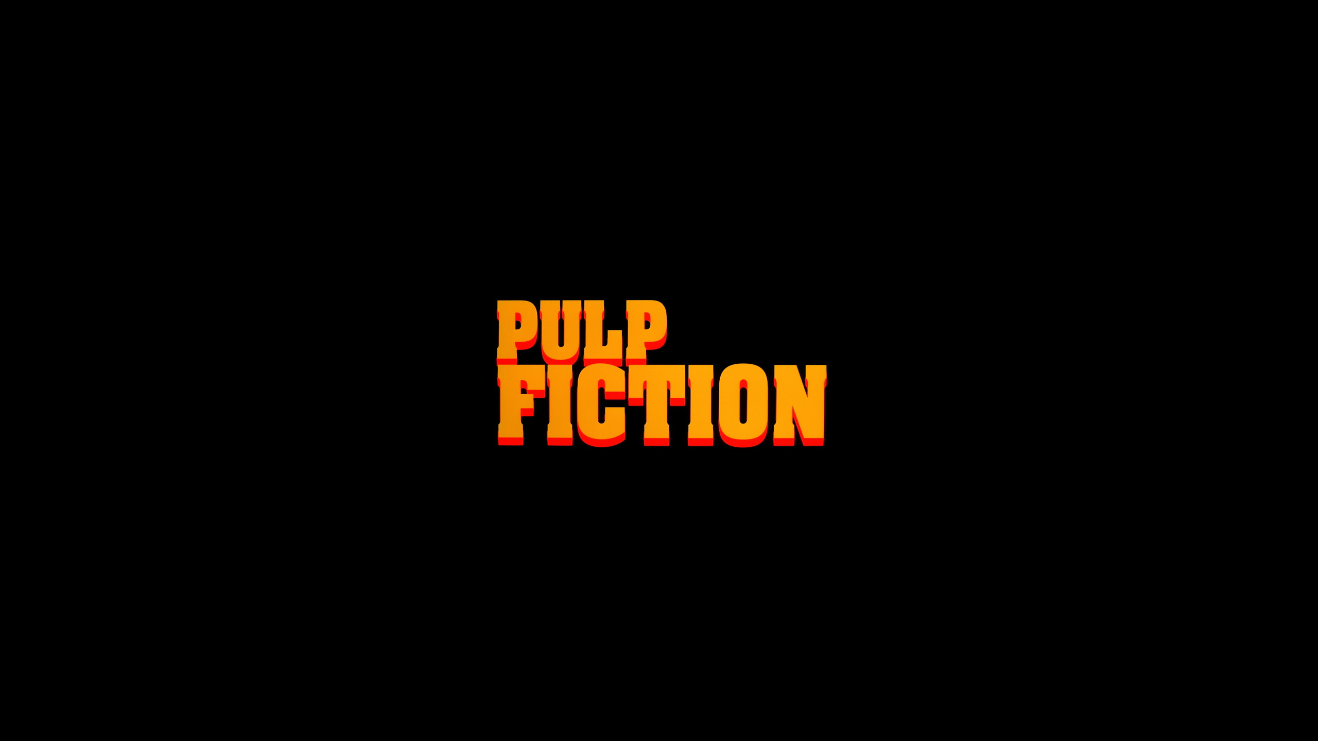 Pulp Fiction, Logo, Sfondo nero, 2K, wallpaper per portatile