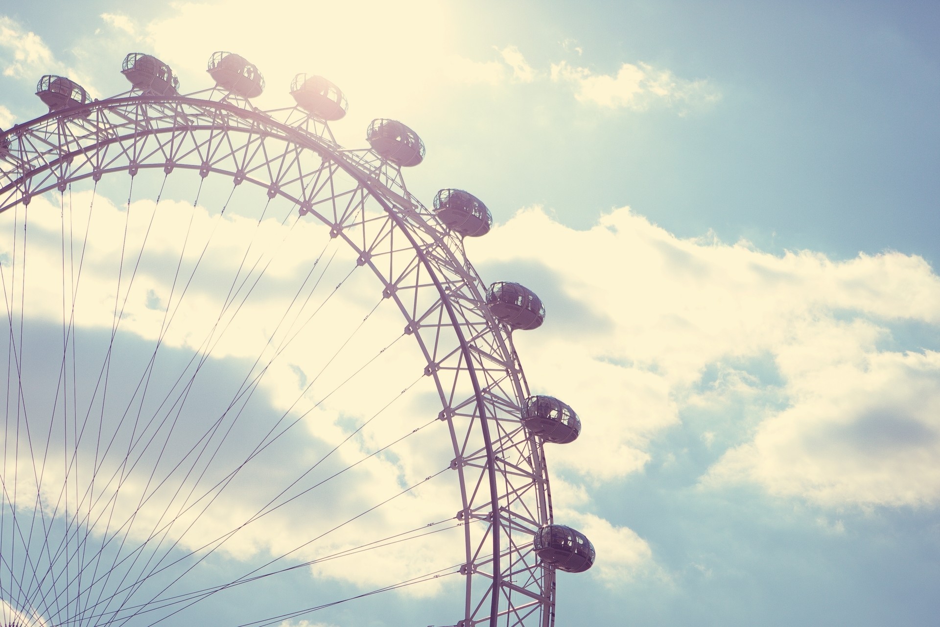 London Eye, Londra, Ruota panoramica, Cielo, Full HD, sfondo desktop
