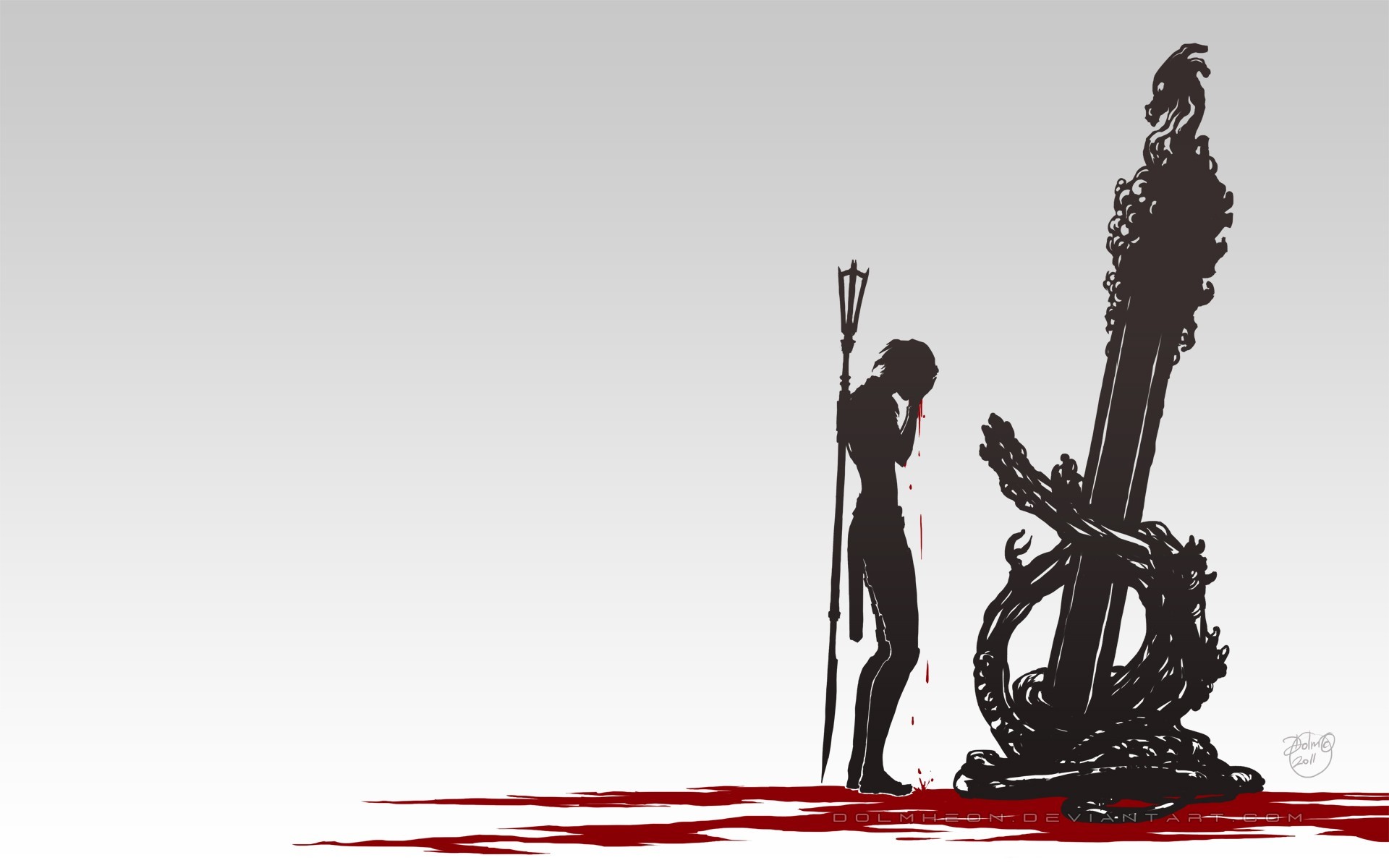 Dragon Age II, Silhouette, Idolo, Sangue, Minimalismo, 1920x1200, immagine di sfondo