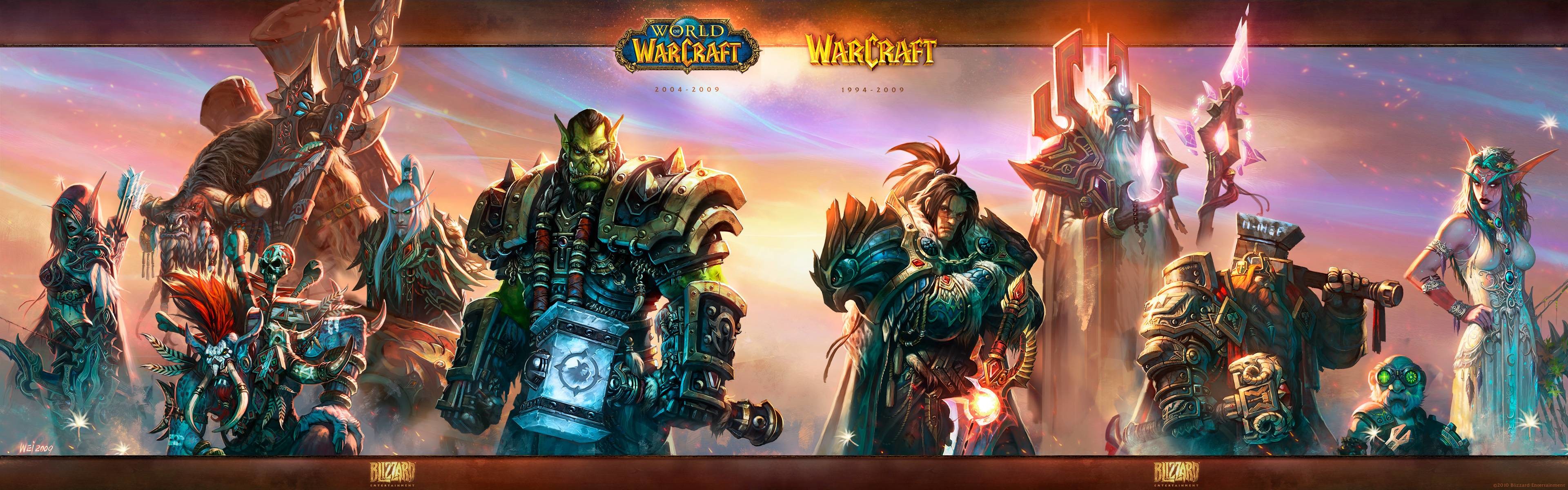 World of Warcraft, Warcraft, Eroi, Thrall, Panorama, doppio schermo, sfondo Full HD