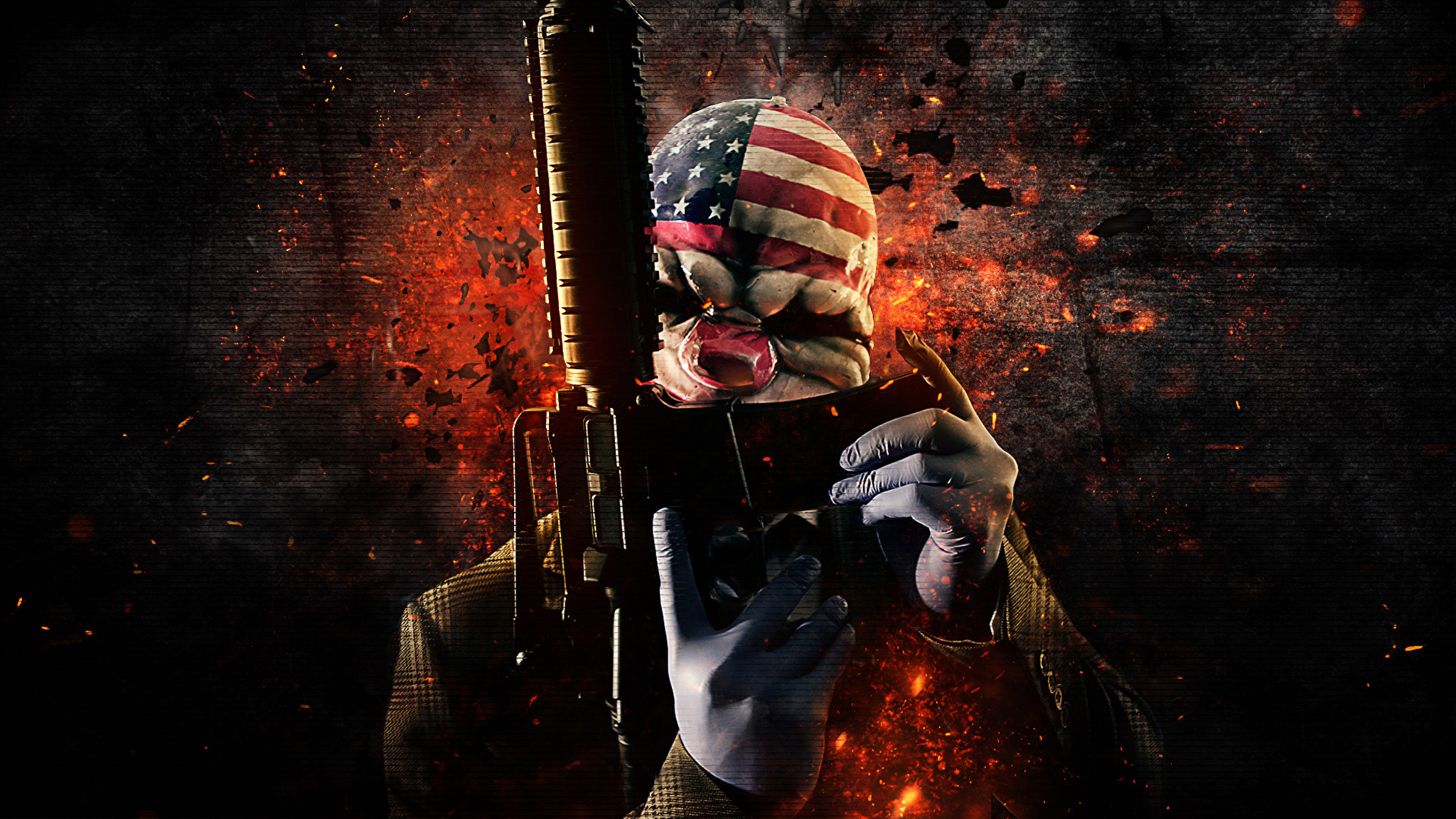 Dallas, Payday 2, Fucile, Fiamme, Full HD, sfondo per PC