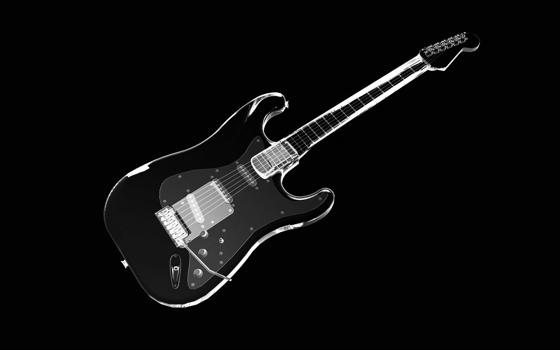 Chitarra elettrica, Trasparente, Sfondo nero, Full HD, wallpaper per portatile