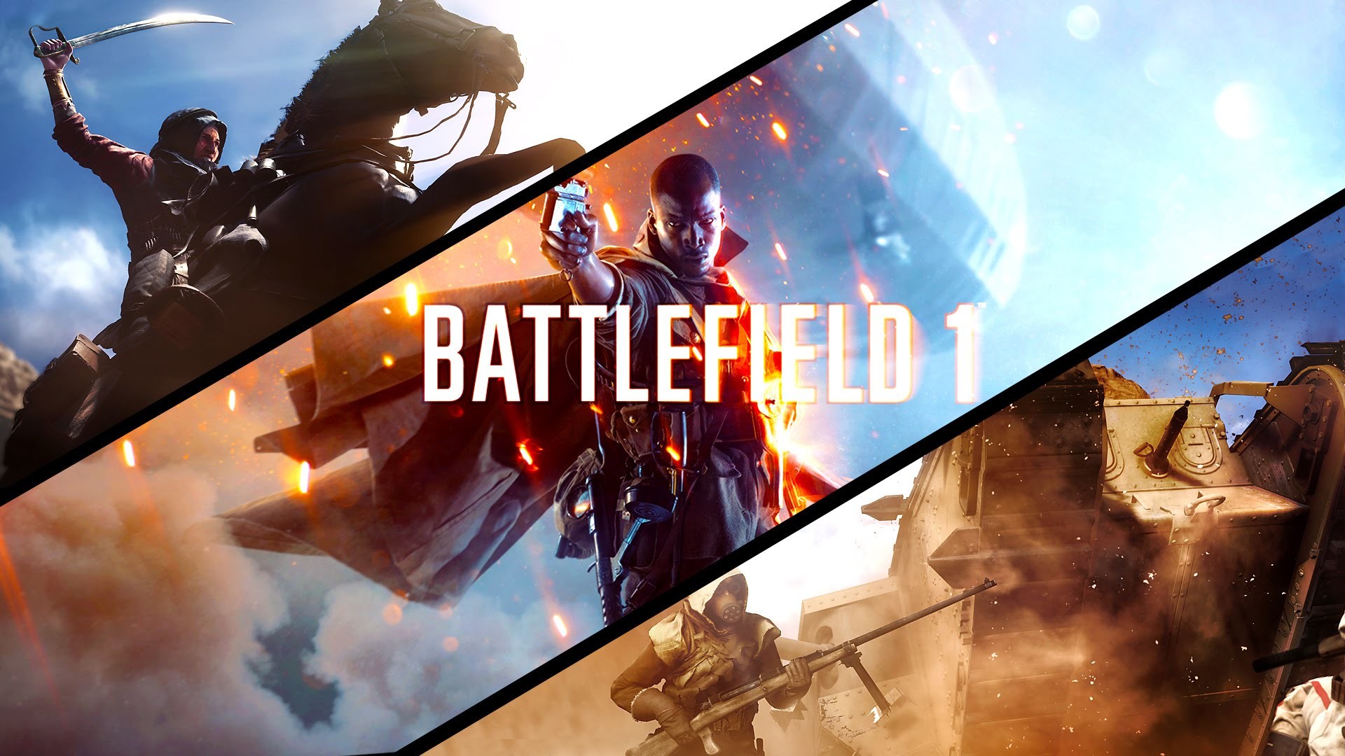 Battlefield 1, Logo, Soldato, Cavalleria, Collage, 16:9 Full HD, sfondo widescreen