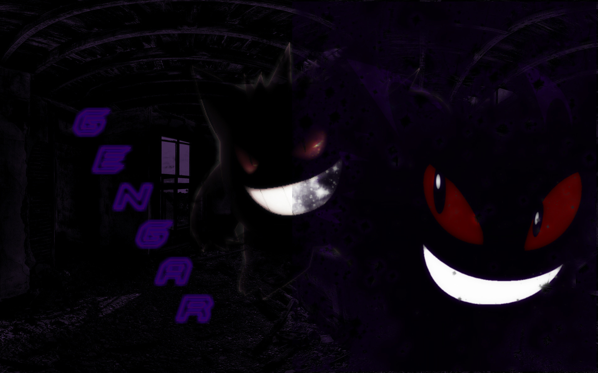 Gengar, Pokémon, Dark, Occhi rossi, Full HD, sfondo desktop