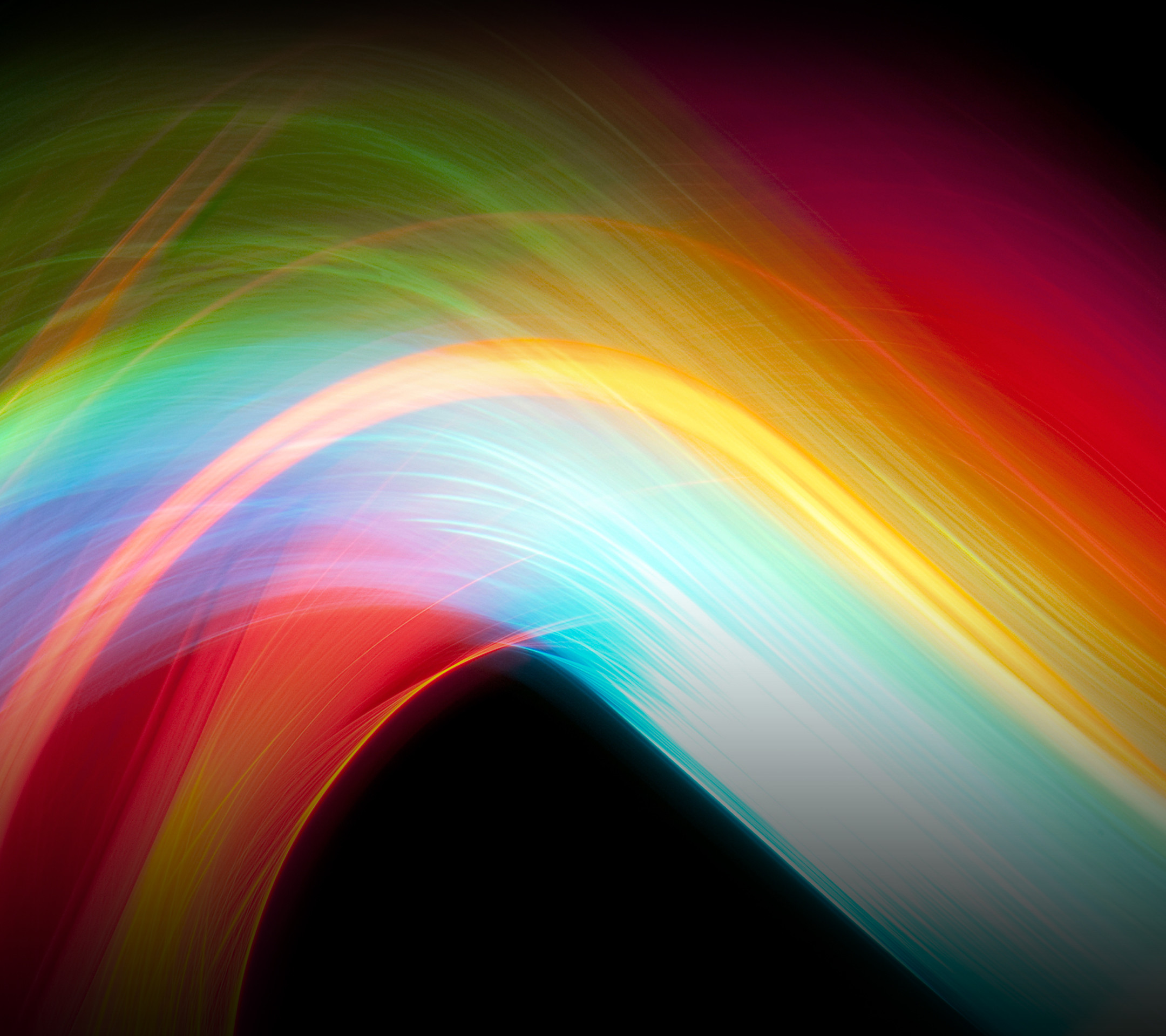 Scie di luce, Arcobaleno, Sfondo nero, wallpaper LG G2