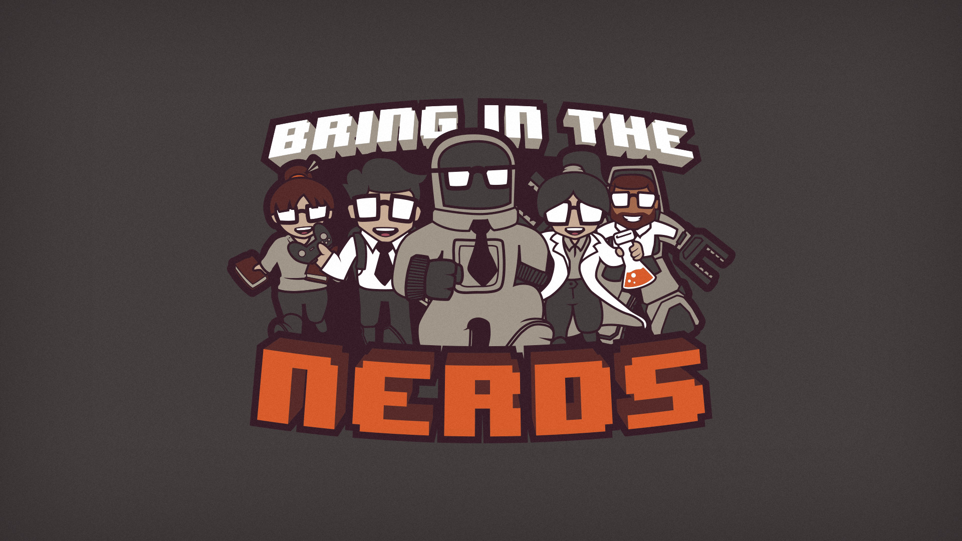 Bring in the Nerds, Cartone, Tipografia, 16:9 Full HD, sfondo widescreen