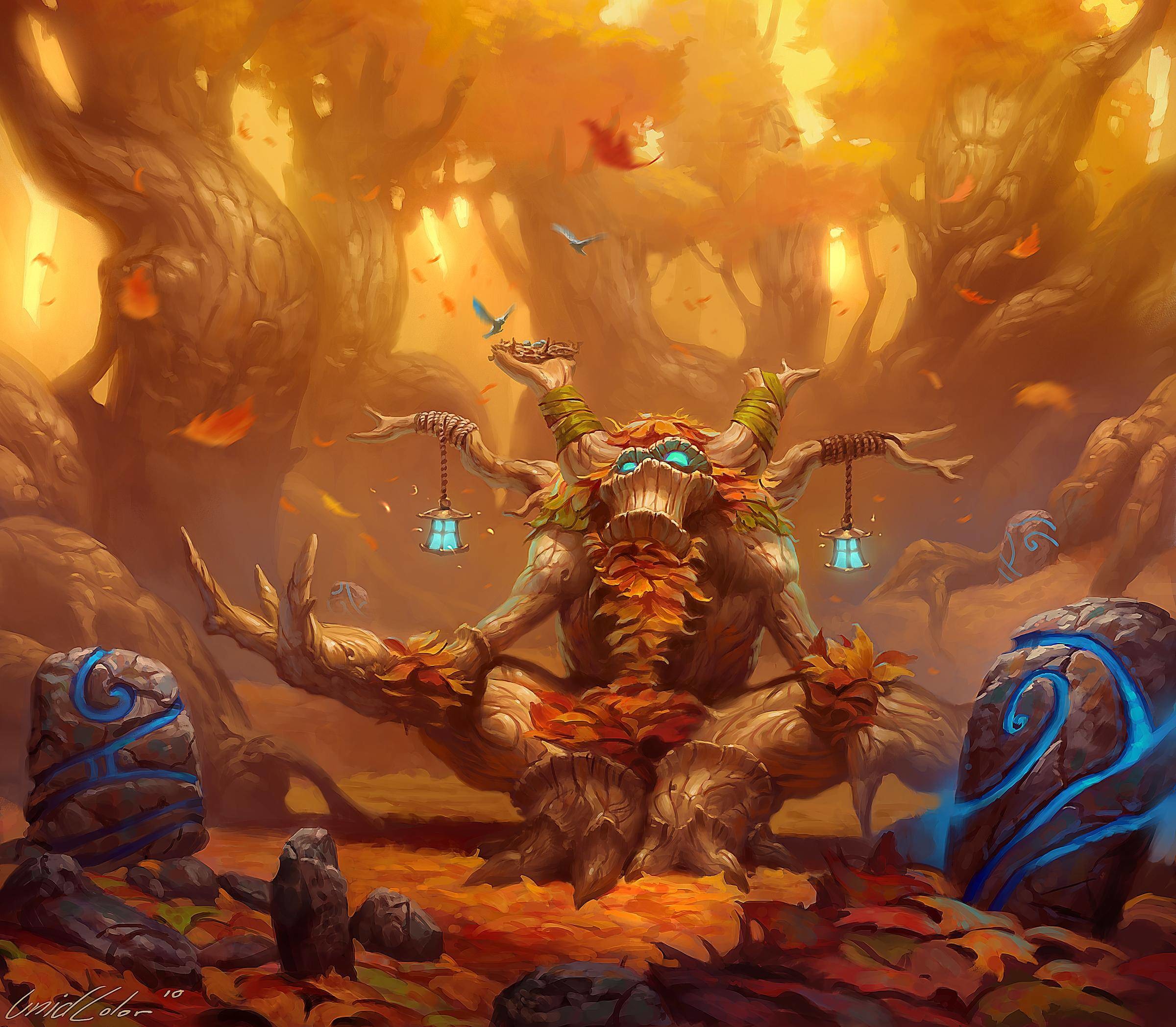 Hearthstone, Antico, Autunno, Foresta, Arancione, Full HD, schermata di blocco iPad