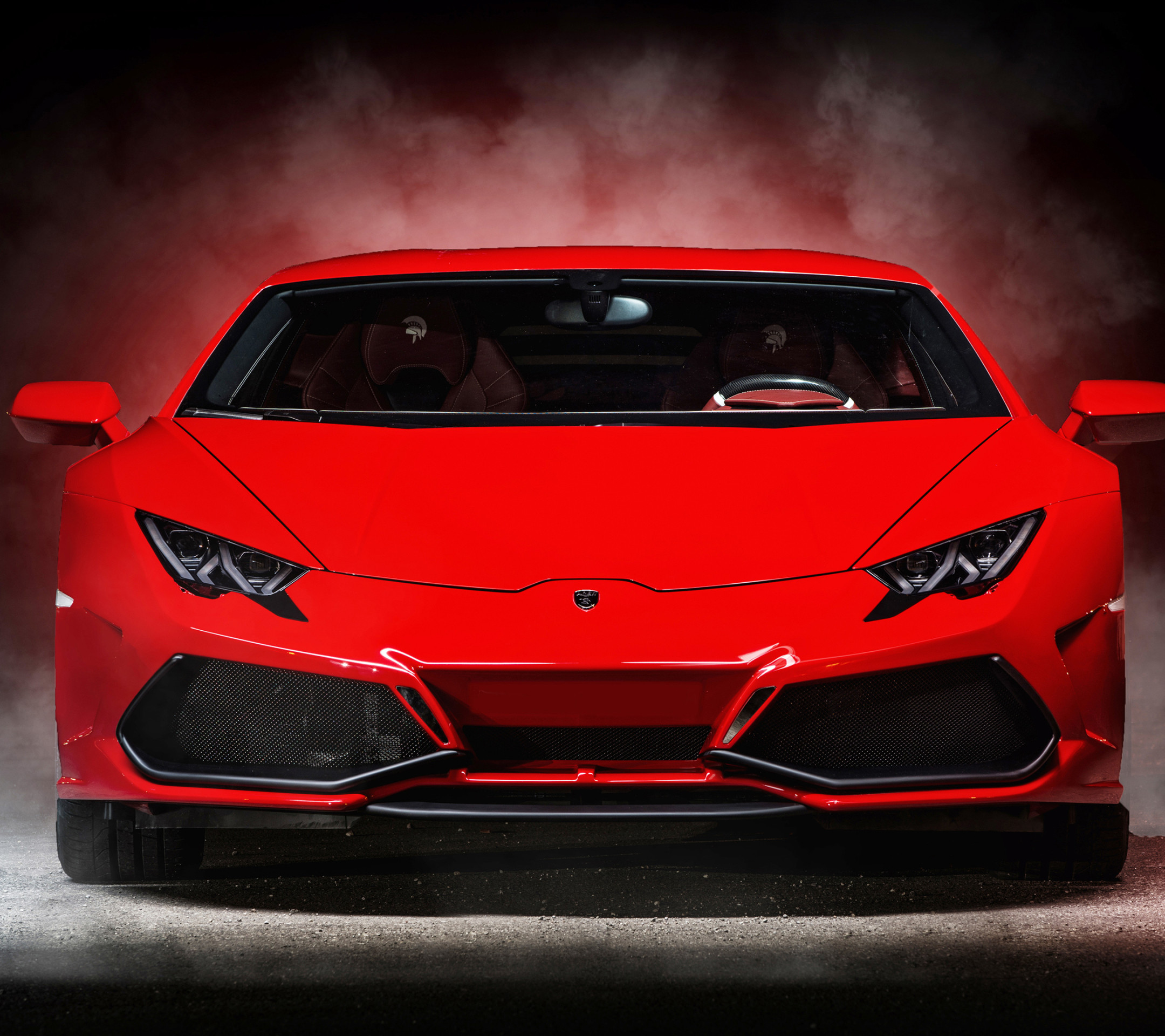 Lamborghini Huracán, Rosso, Vista frontale, Fumo, Full HD, schermata di blocco iPad