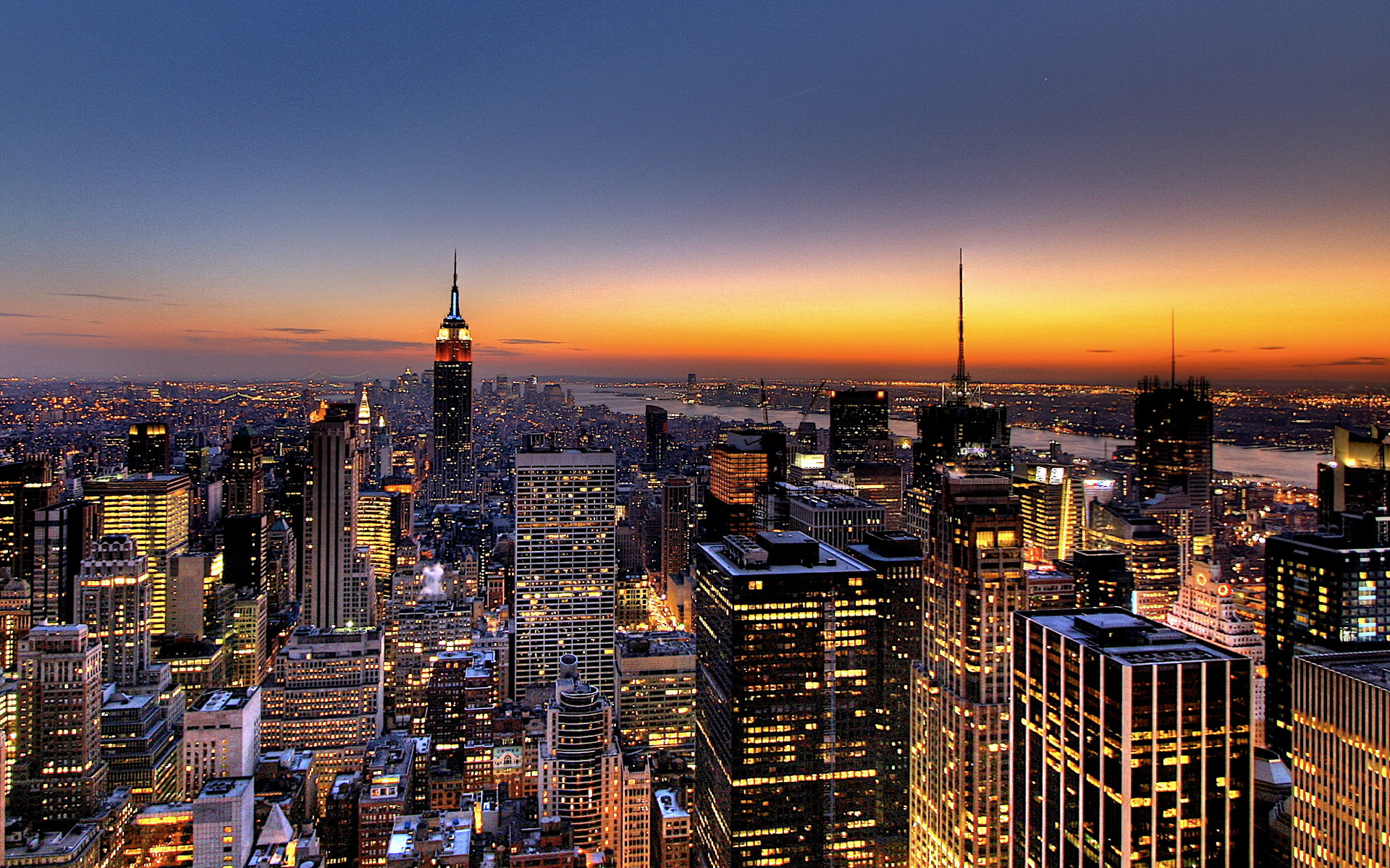 Empire State Building, Manhattan, New York, Tramonto, 1920x1200, immagine di sfondo
