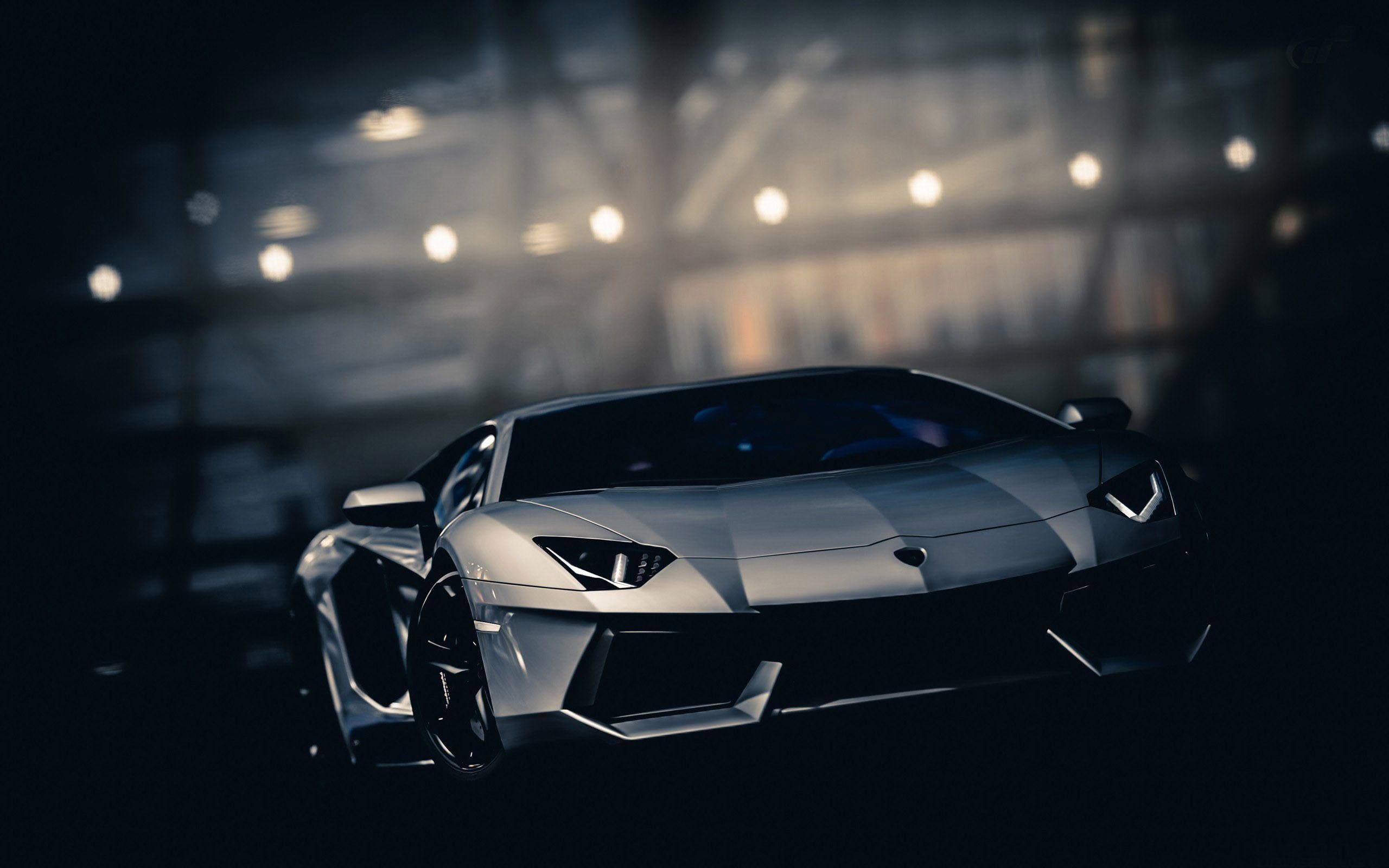 Lamborghini Aventador LP700-4, Supercar, Argento, Notte, Bokeh, 2K, wallpaper per portatile
