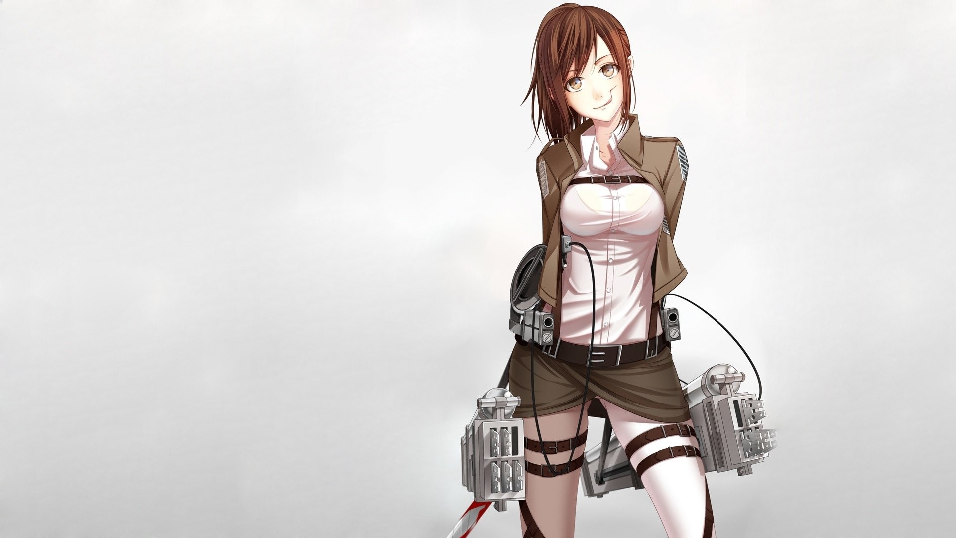 Sasha Braus, L'attacco dei giganti, Movimento tridimensionale, Sfondo grigio, wallpaper Full HD