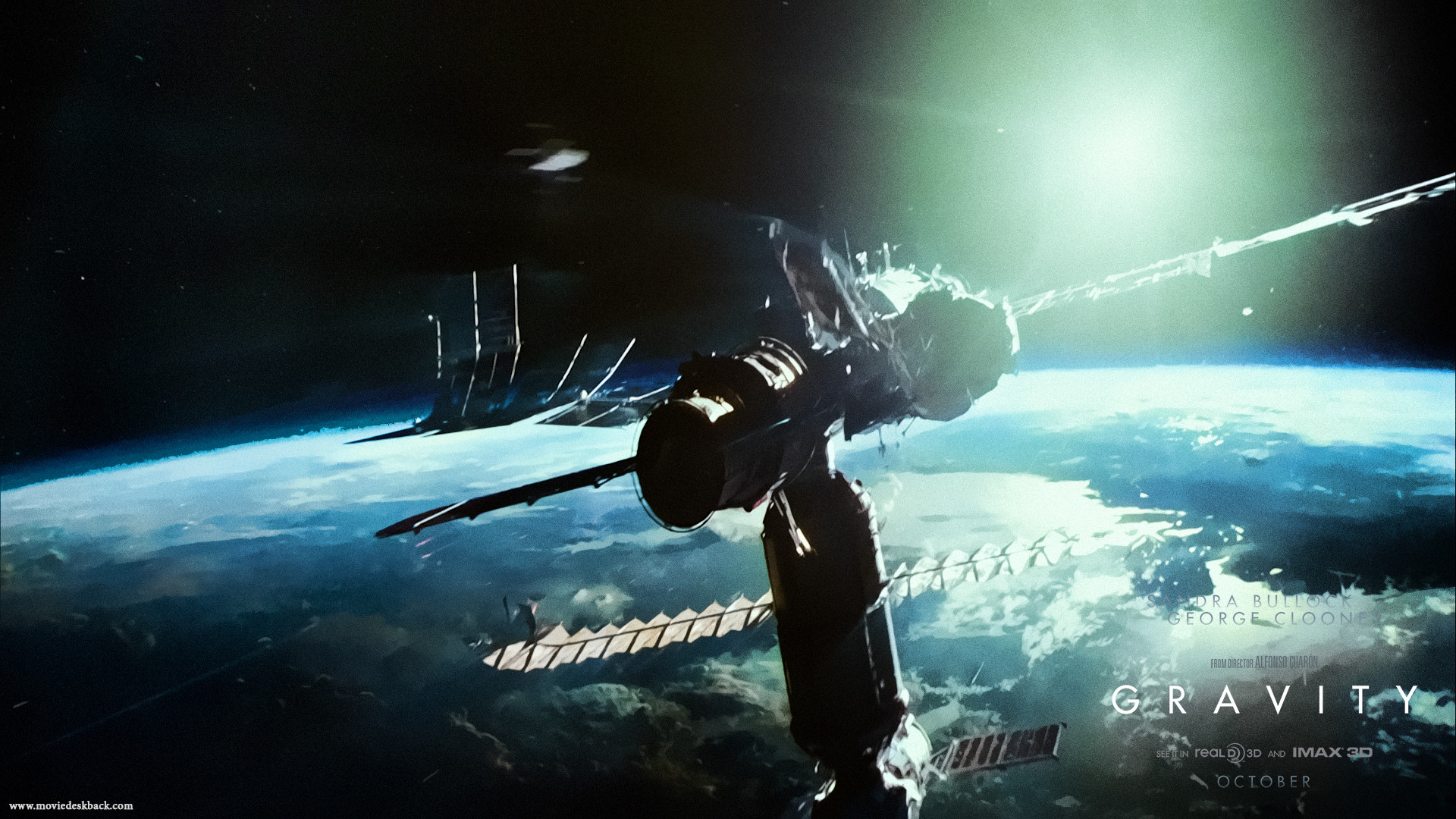 Gravity, Stazione spaziale, Terra, Spazio, Locandina, Full HD, sfondo per PC e portatile