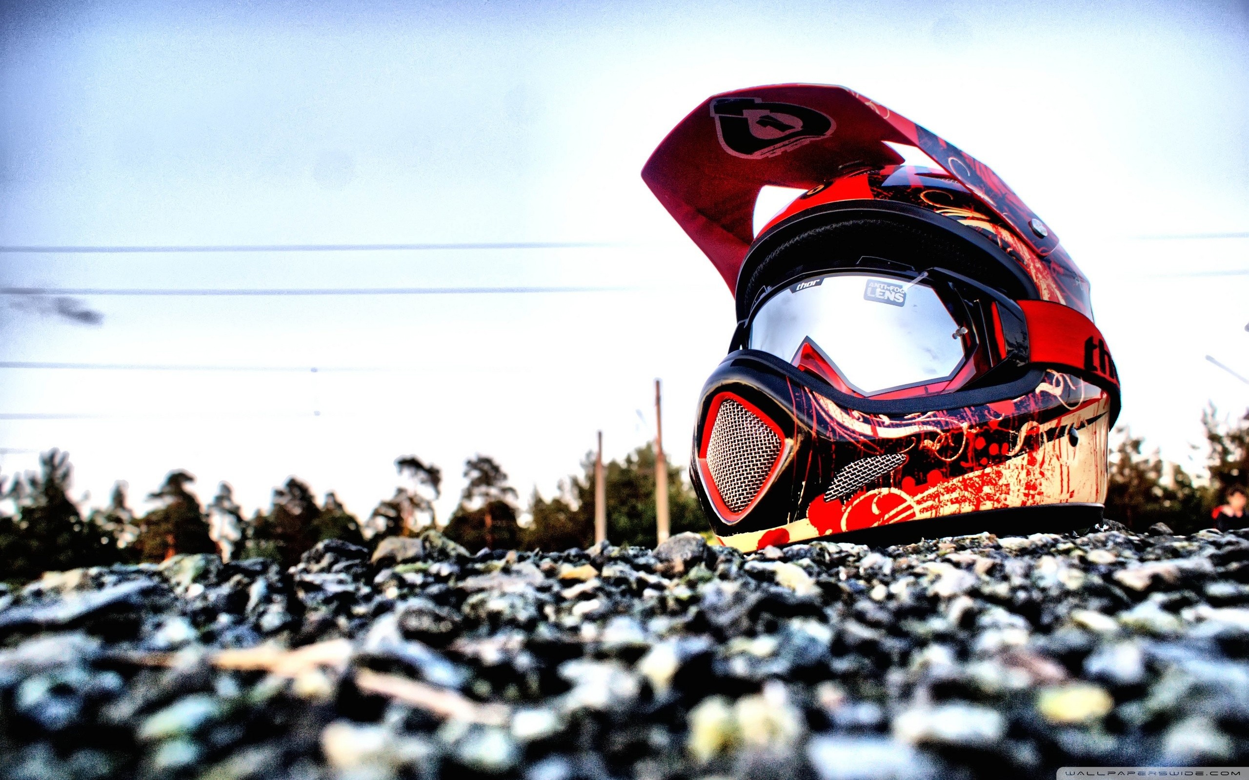 Casco da motocross, Ghiaia, Primo piano, 2560x1600, wallpaper desktop