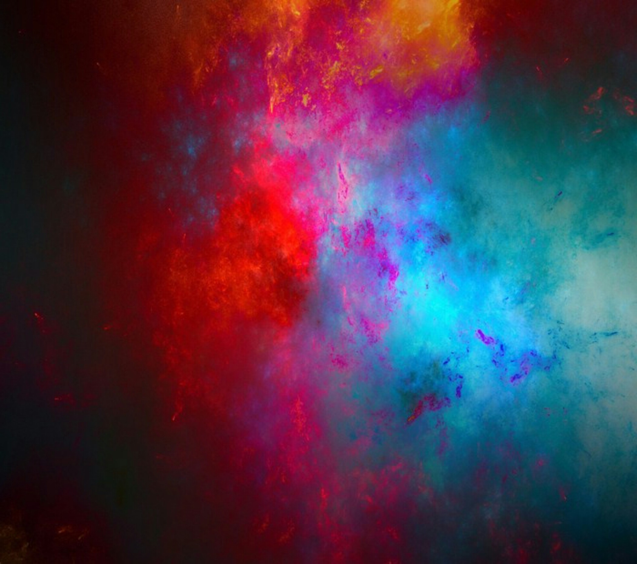 Arte astratta, Nebbia colorata, Rosso e blu, sfondo per iPad e tablet