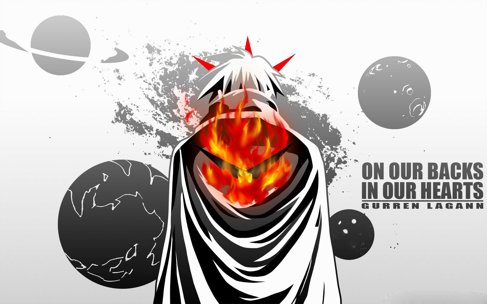 Simon, Gurren Lagann, On Our Backs in Our Hearts, Pianeti, 1920x1200, sfondo per PC