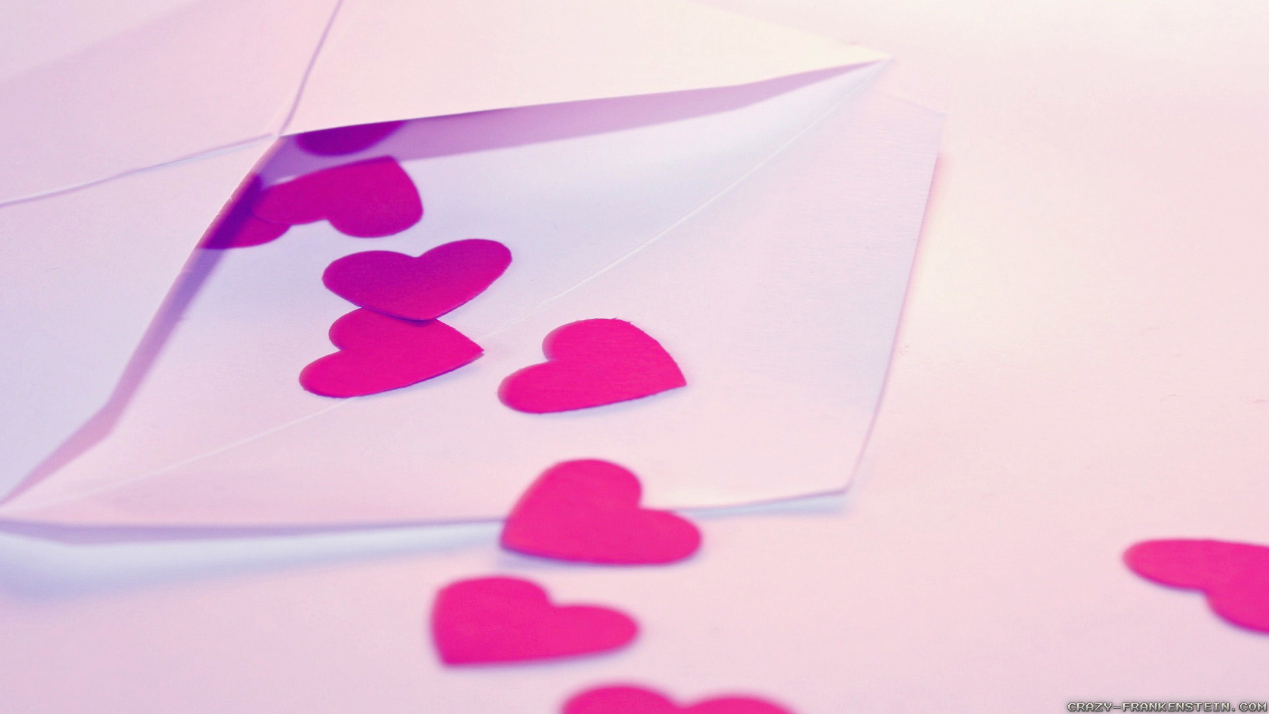 Cuori di carta, Busta, Rosa, San Valentino, 2K, wallpaper per portatile