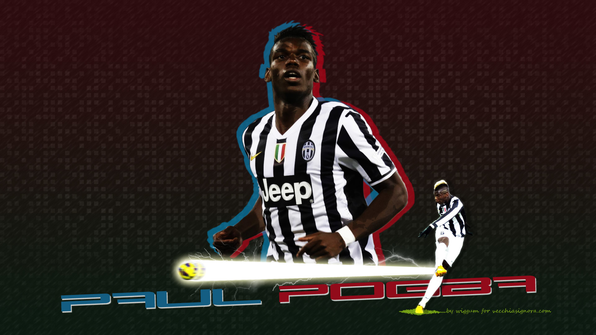 Juventus, Paul Pogba, Rovesciata, Arte digitale, 1920x1080, wallpaper desktop