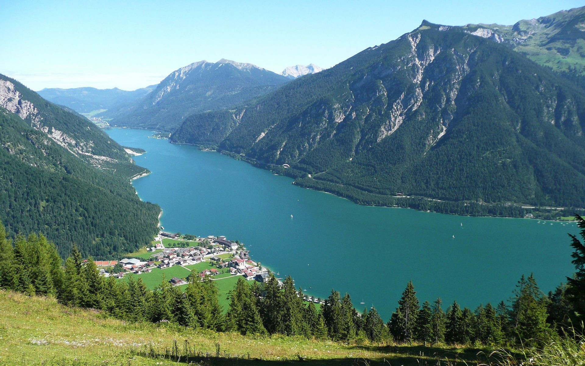 Achensee, Tirolo, Austria, Lago alpino, Full HD, sfondo desktop