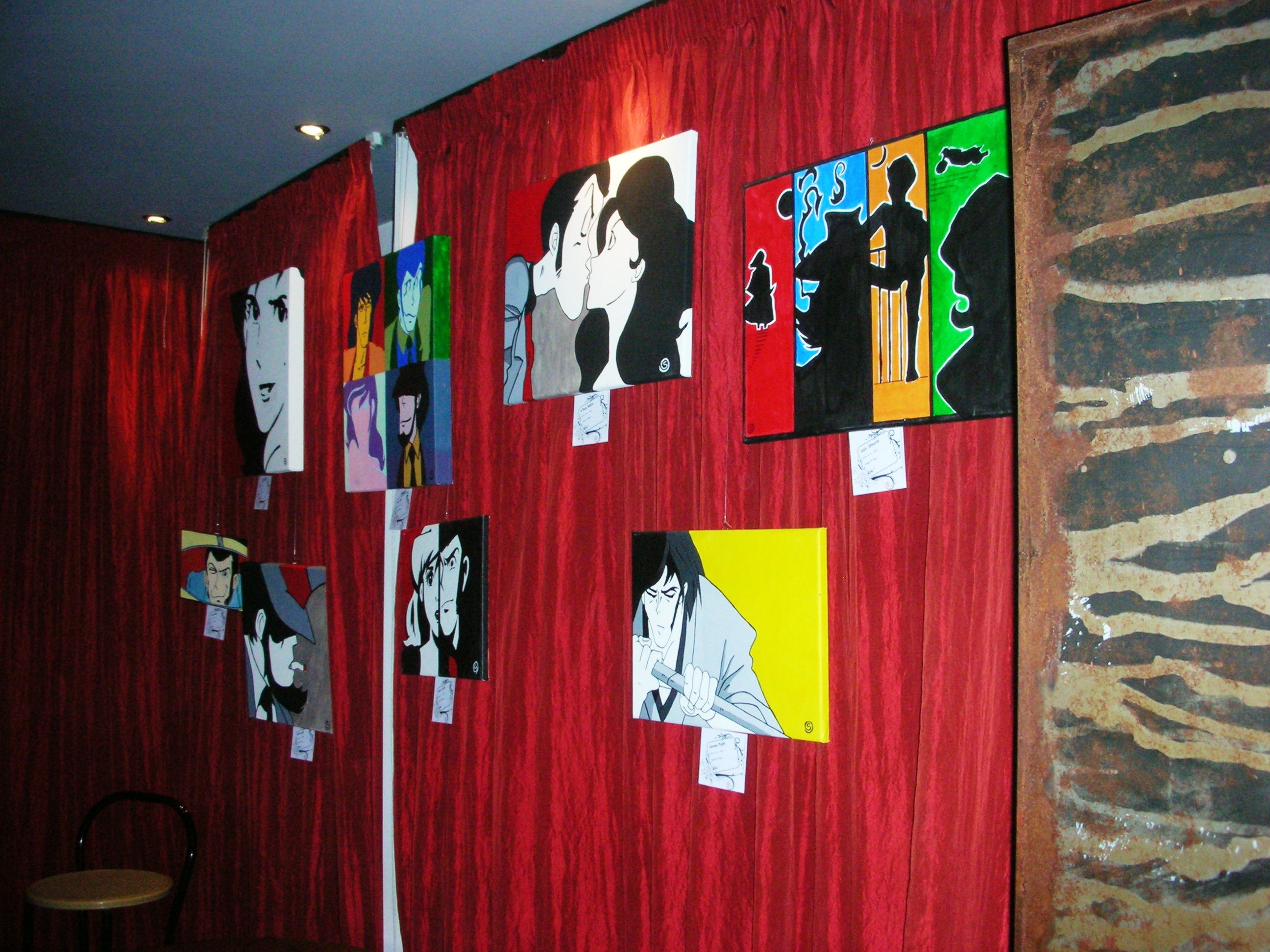 Lupin III, Mostra, Quadri pop art, Sipario rosso, 2K, sfondo per iPad e tablet