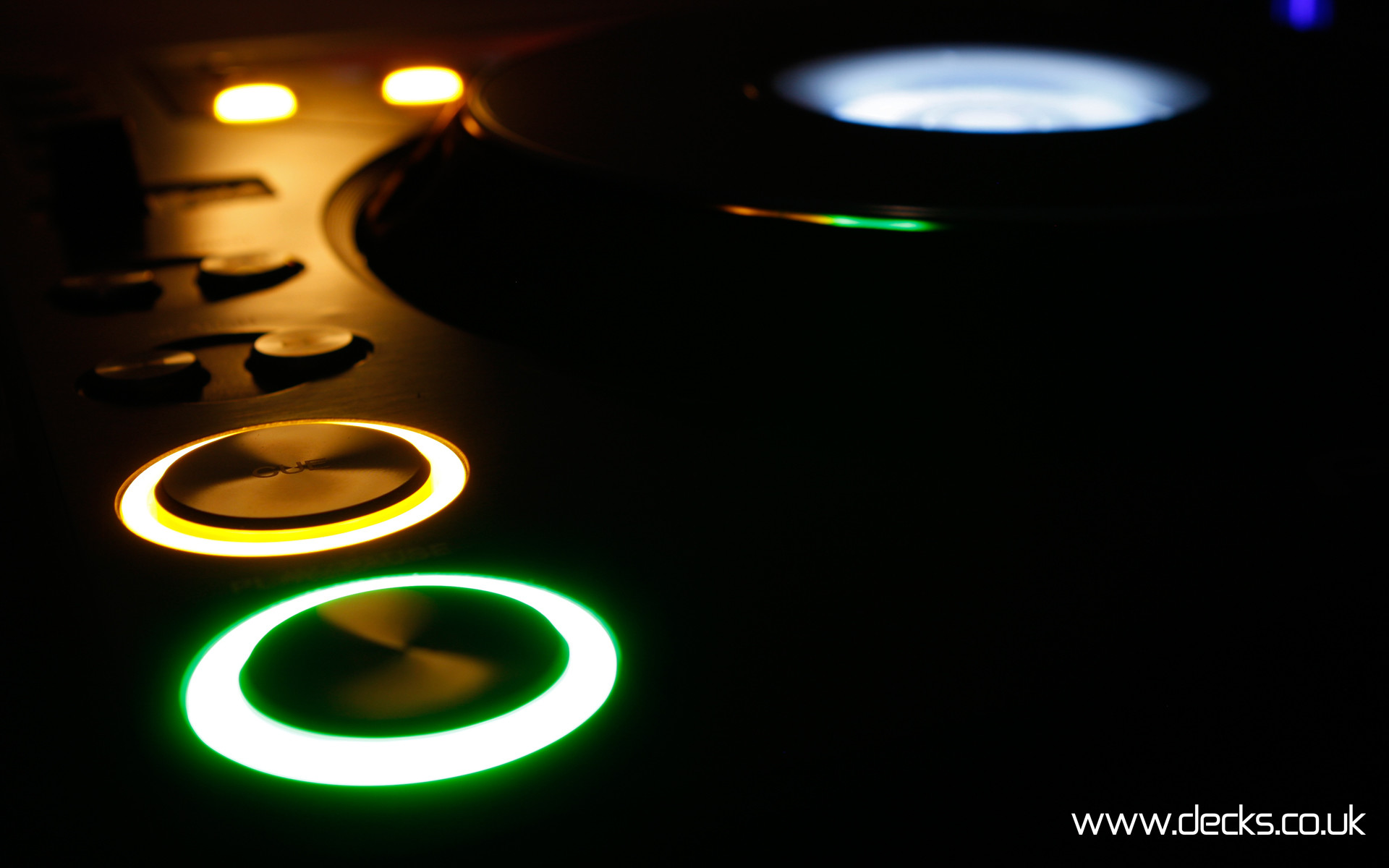 Controller DJ, Anelli luminosi, Primo piano, Buio, Full HD, sfondo desktop