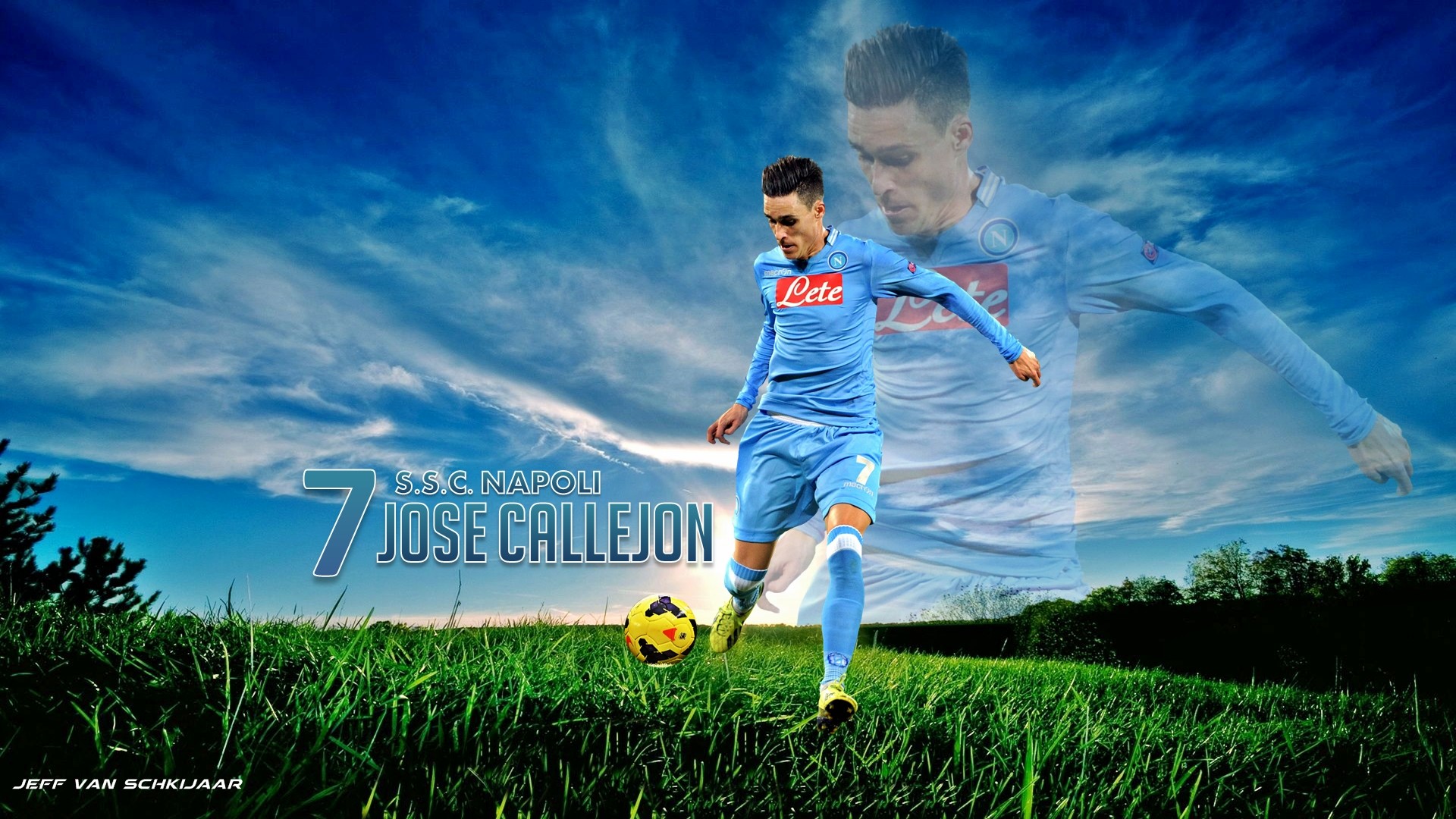 José Callejón, SSC Napoli, Calcio, Prato, Cielo azzurro, Full HD, wallpaper desktop