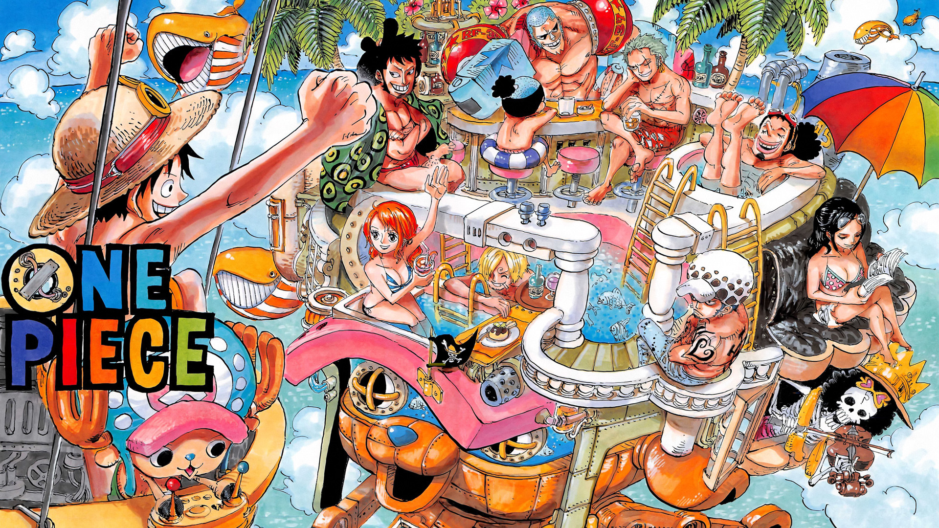 One Piece, Pirati di Cappello di Paglia, Monkey D. Luffy, Tony Tony Chopper, Copertina manga, sfondo 1080p