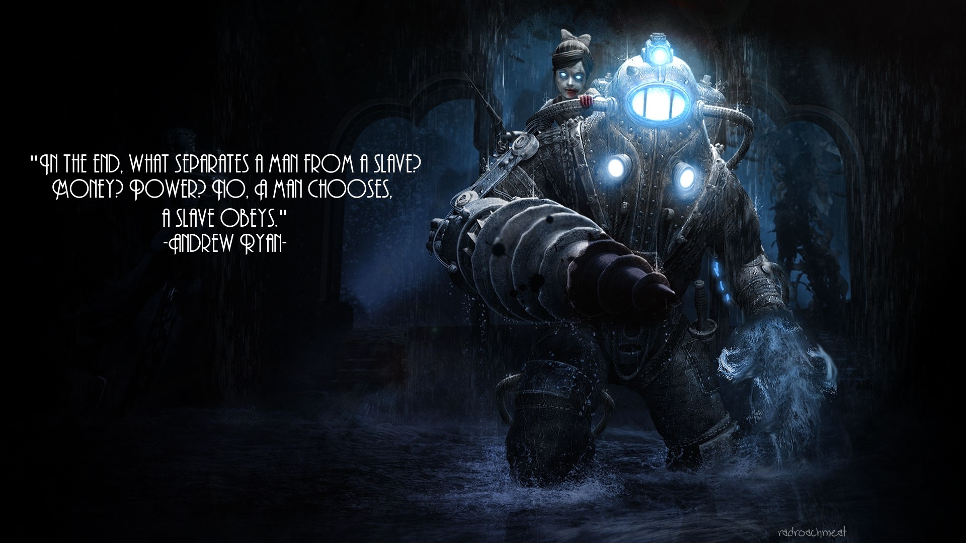 Big Daddy, Little Sister, BioShock, Andrew Ryan, Citazione, 16:9 Full HD, sfondo widescreen