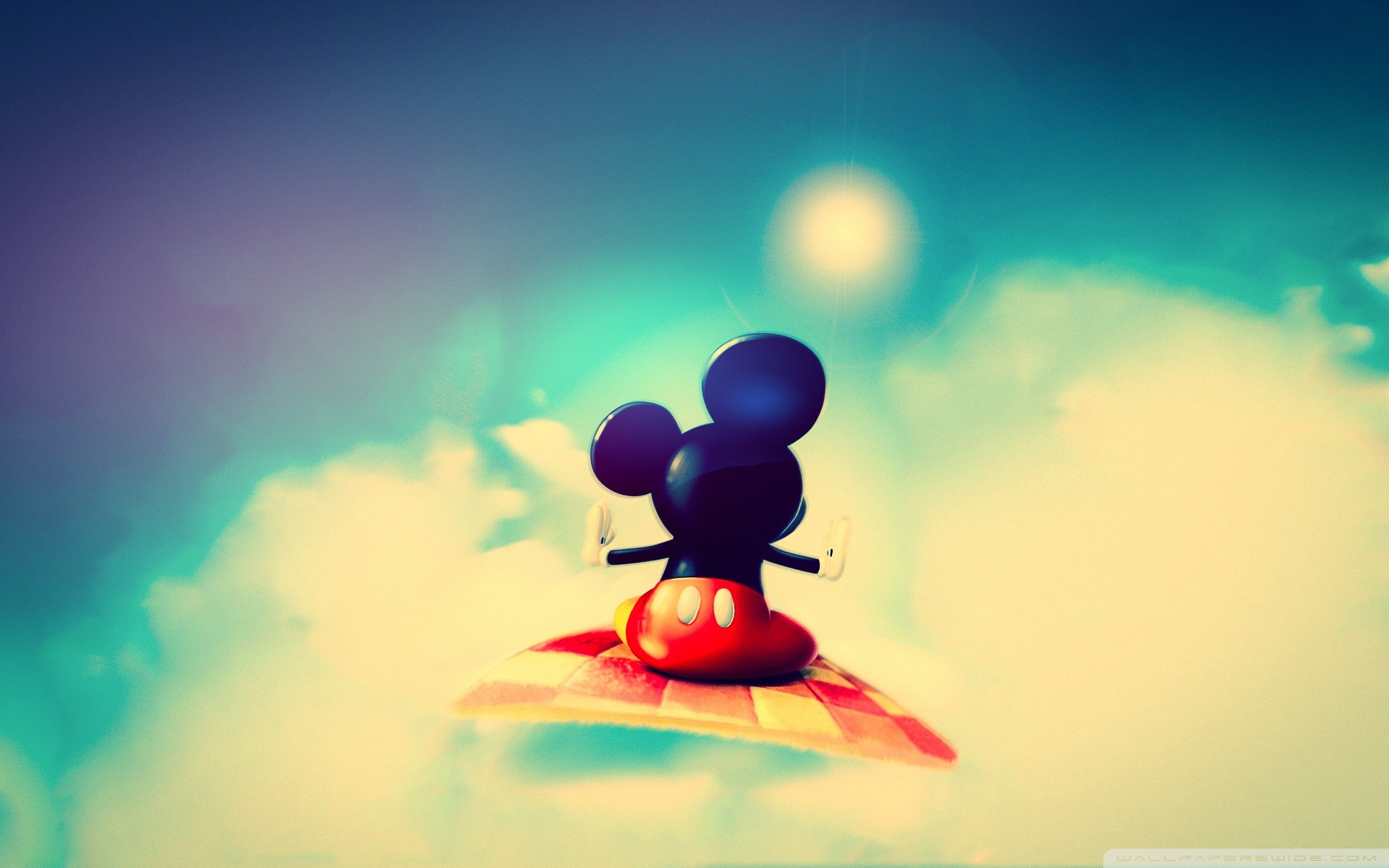 Topolino, Tappeto volante, Nuvole, Disney, Toni pastello, 16:10 Full HD, sfondo widescreen