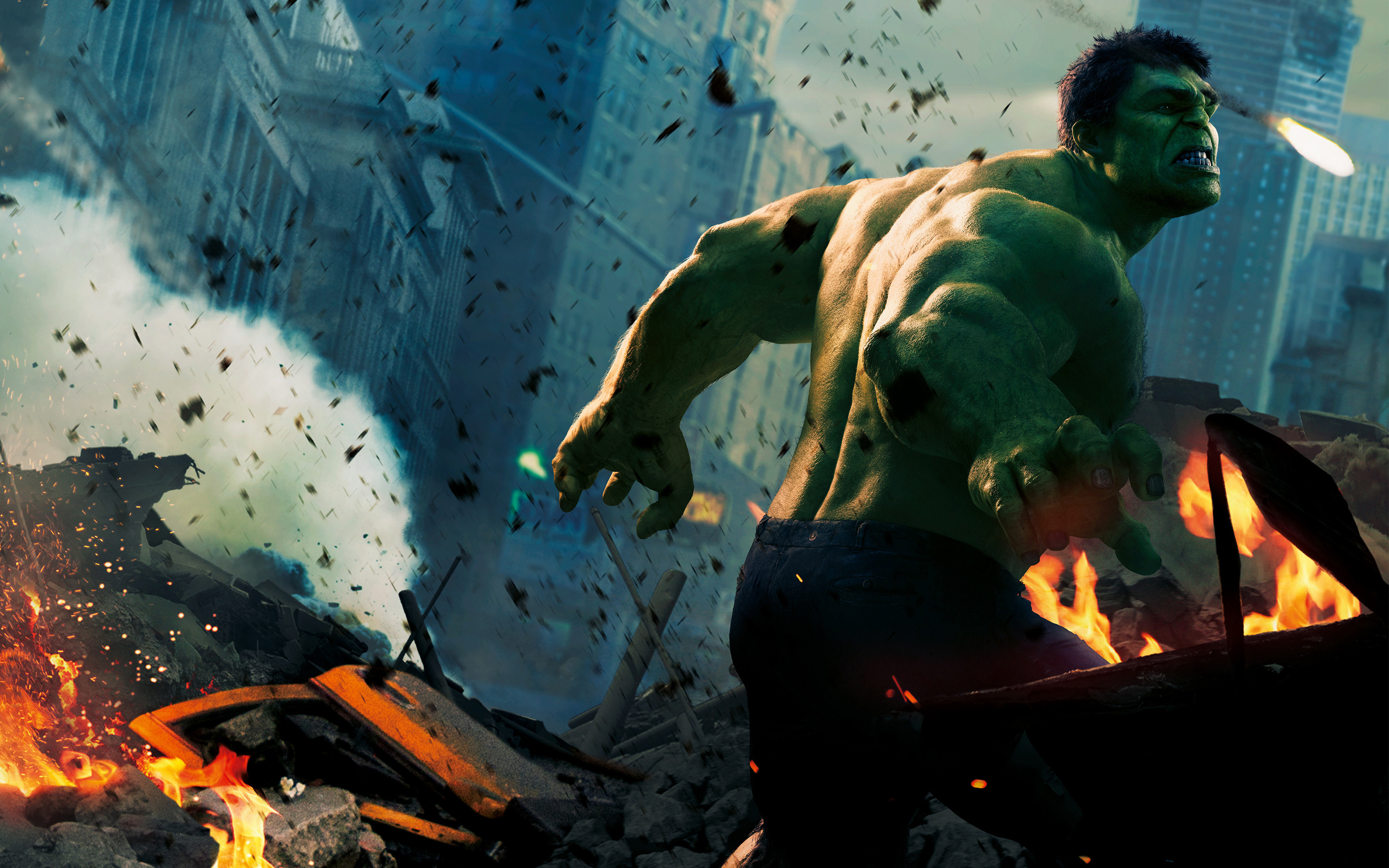 Hulk, The Avengers, Battaglia di New York, Fuoco, 16:10 2K, sfondo widescreen