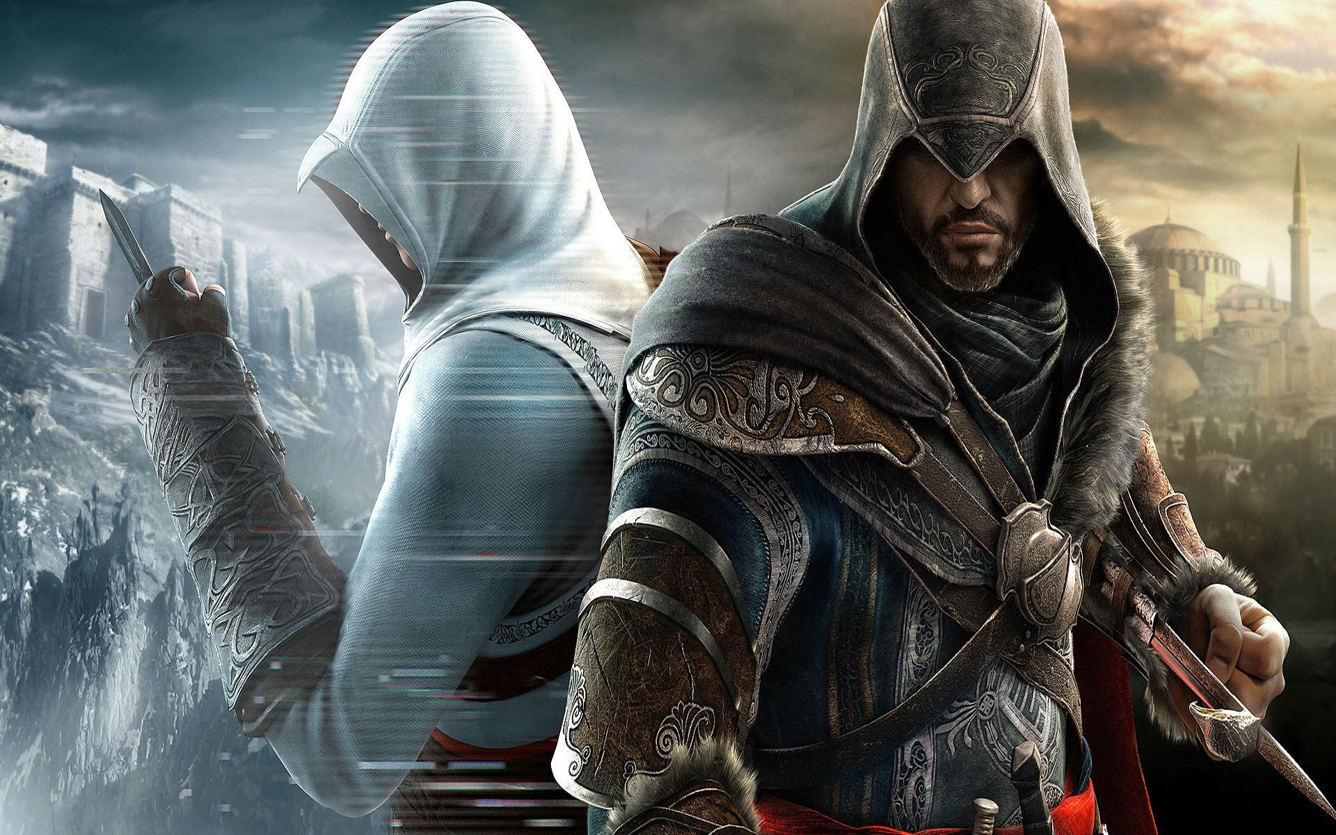 Ezio Auditore, Altaïr, Assassin's Creed Revelations, Costantinopoli, Lama celata, sfondo Full HD