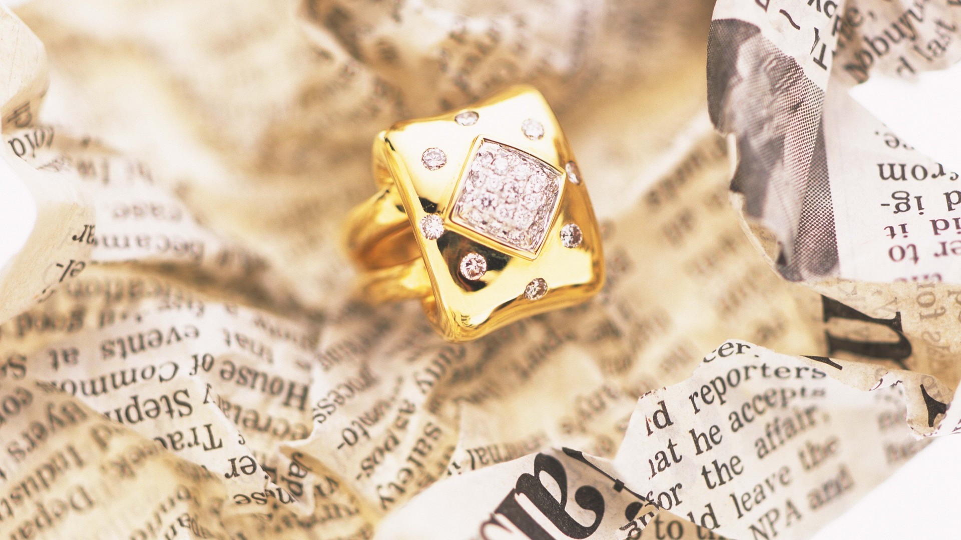 Anello d'oro, Diamanti, Giornale, Gioiello, Full HD, sfondo per PC e portatile