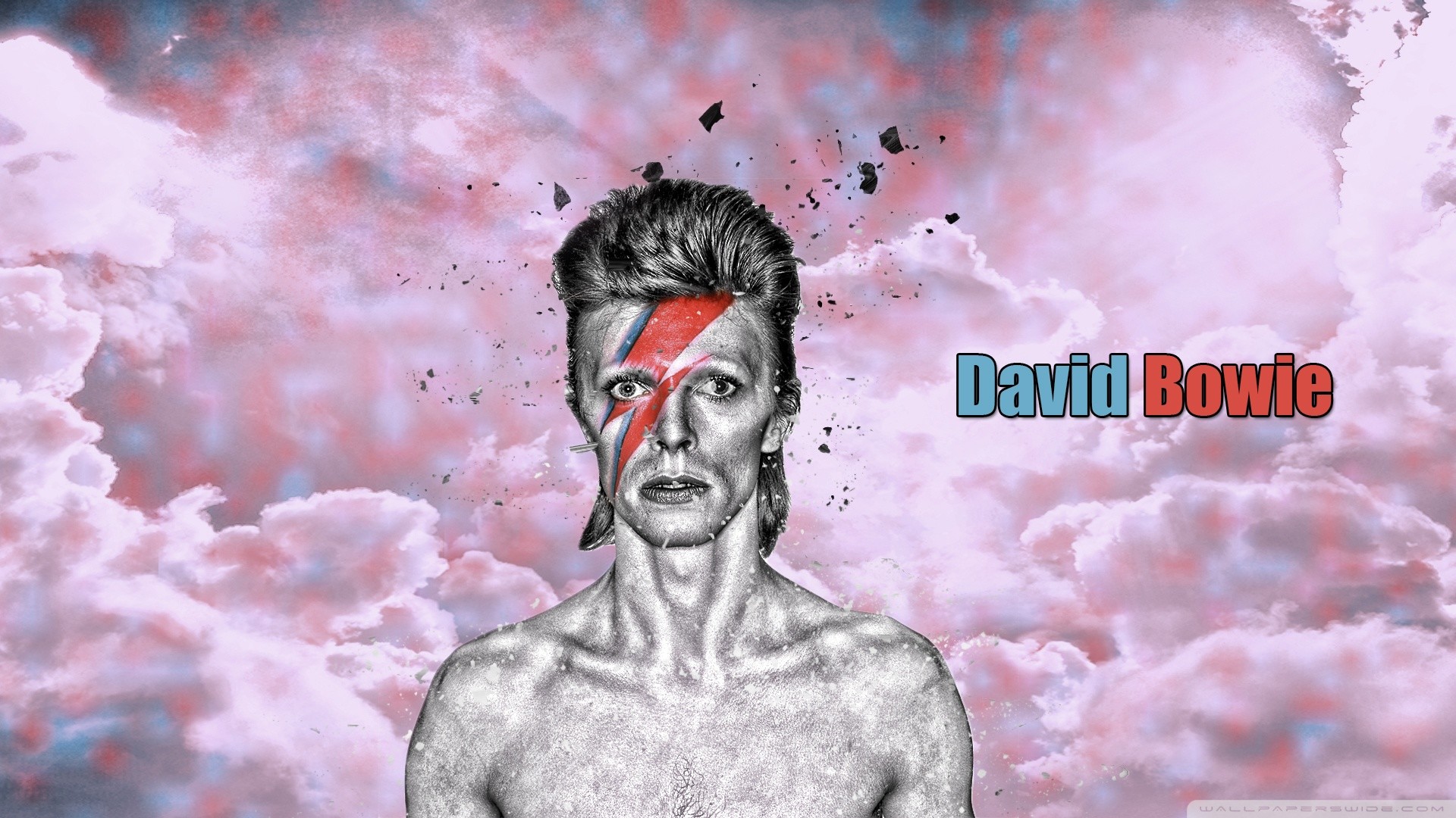 David Bowie, Aladdin Sane, Saetta, Nuvole, Rosa, Full HD 1080p, sfondo desktop