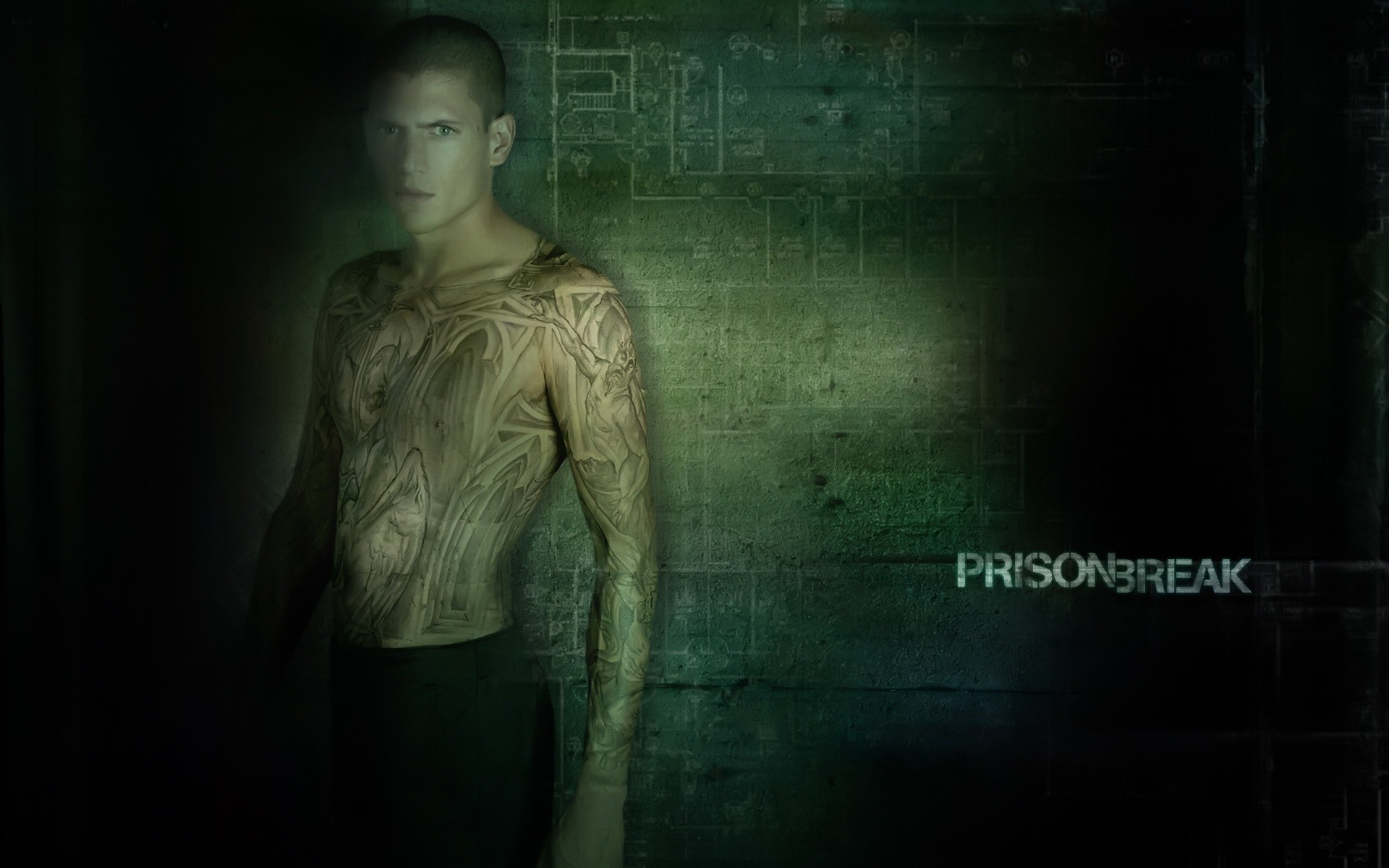 Prison Break, Wentworth Miller, Michael Scofield, Tatuaggio sul torso, Serie TV, sfondo per PC