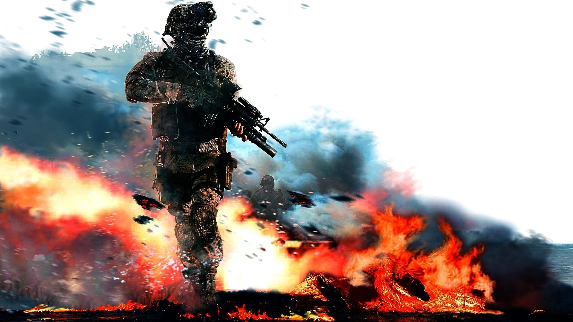 Call of Duty: Modern Warfare 2, Soldato, Esplosione, Fuoco, Full HD 1080p, sfondo desktop