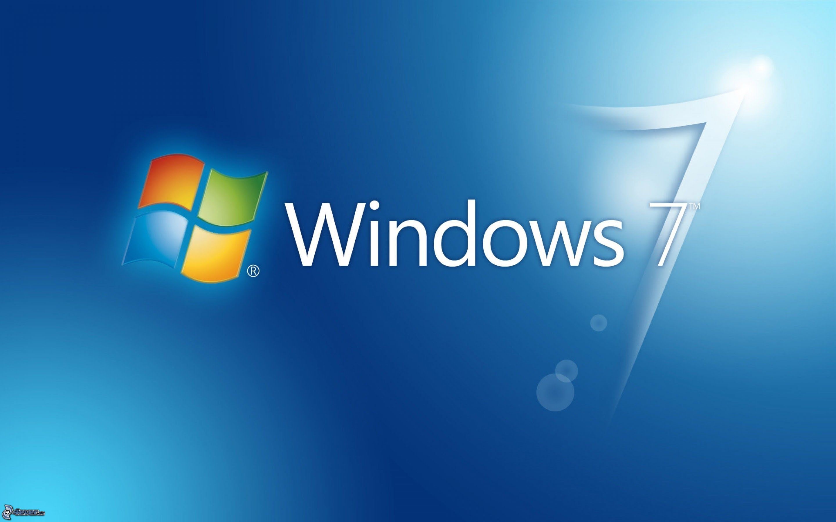 Windows 7, Logo Windows, Microsoft, Sfondo blu, Bagliore, 16:10 2K, wallpaper widescreen