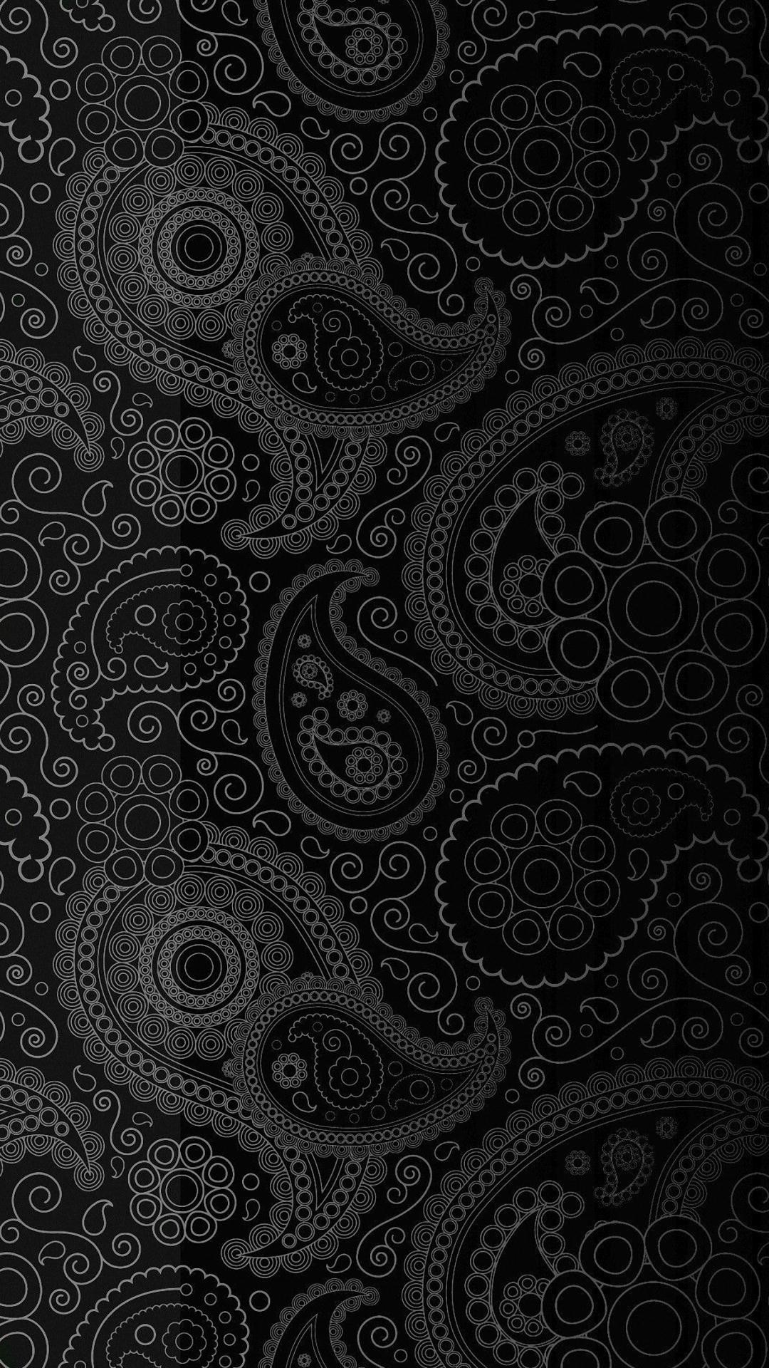 Paisley, Motivo, Sfondo nero, wallpaper iPhone