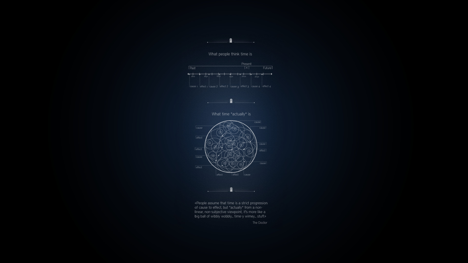 Doctor Who, Scrittura gallifreyana, Sfondo blu scuro, Minimalismo, wallpaper Windows 11
