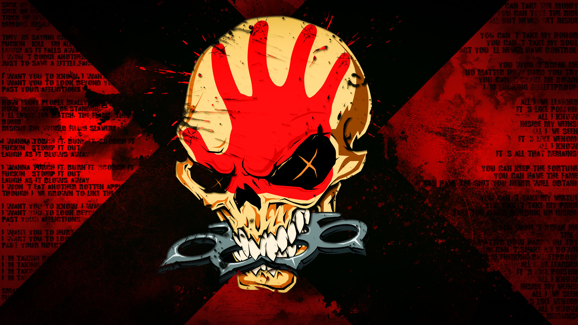 Five Finger Death Punch, Teschio, Logo, Rosso, Full HD, sfondo Windows 11