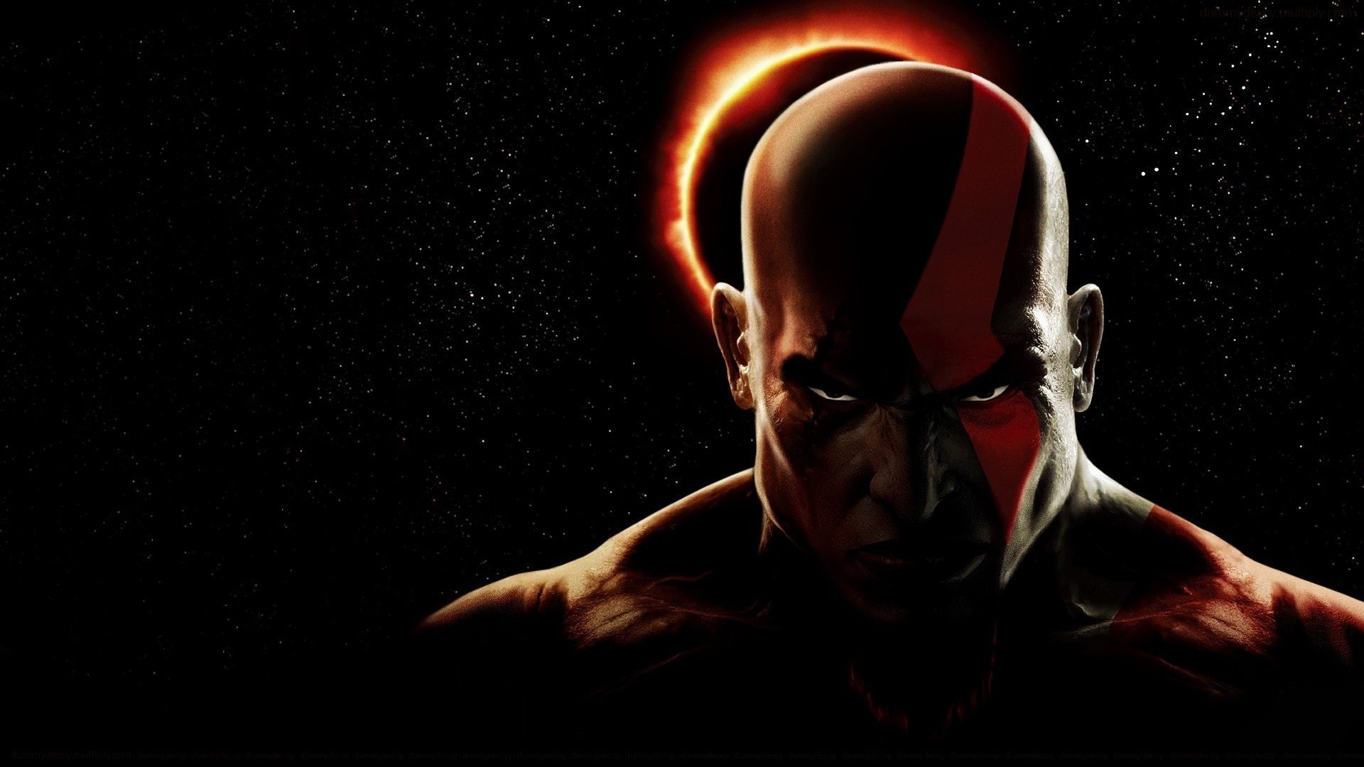 Kratos, God of War, Eclissi, Sfondo nero, 1920x1080, wallpaper desktop