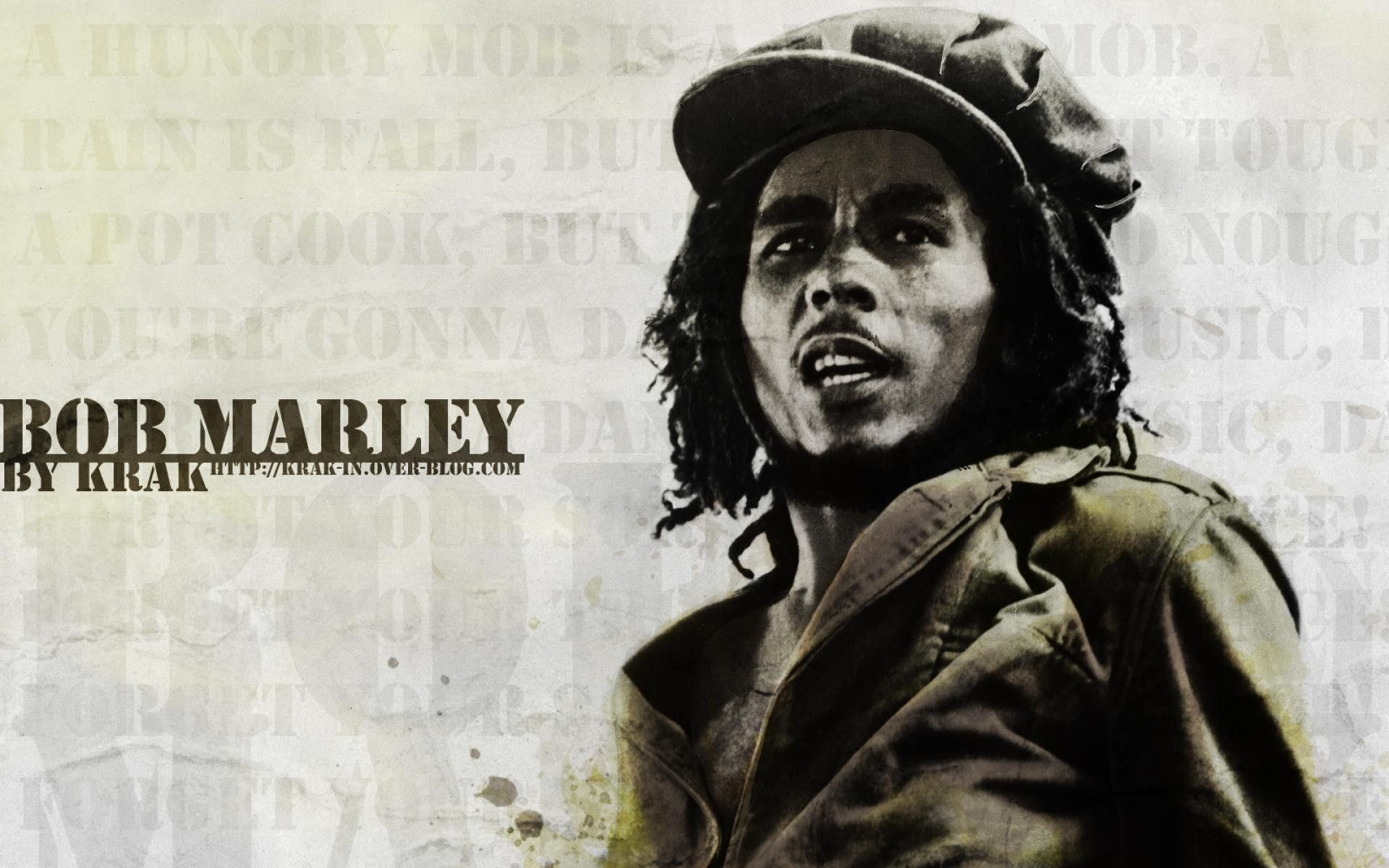 Bob Marley, Berretto, Testo, Seppia, 16:10 Full HD, wallpaper widescreen