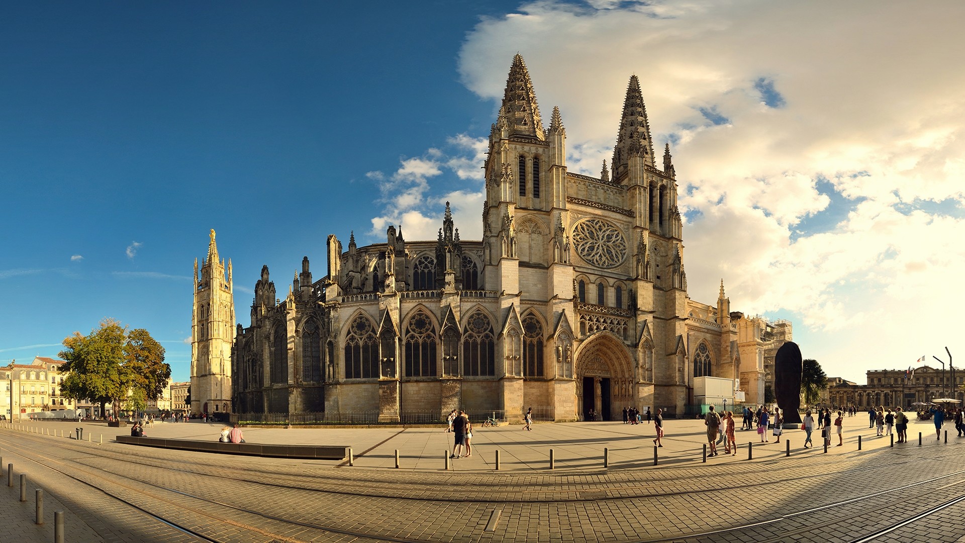 Cattedrale di Bordeaux, Cattedrale di Sant'Andrea, Bordeaux, Francia, Gotico, Piazza, sfondo 1080p