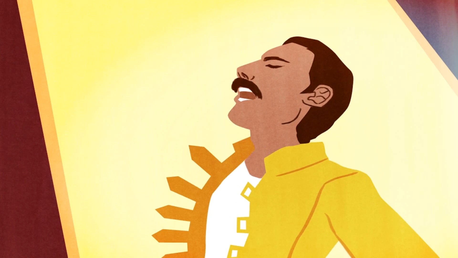 Freddie Mercury, Queen, Giacca gialla, Illustrazione, Full HD, sfondo per PC e portatile