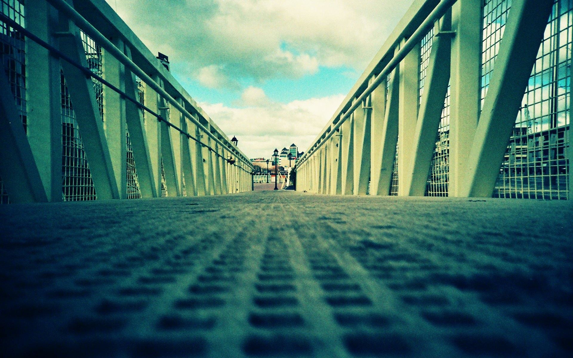 Ponte, Prospettiva, Ringhiere, Toni freddi, 1920x1200, sfondo MacBook Pro
