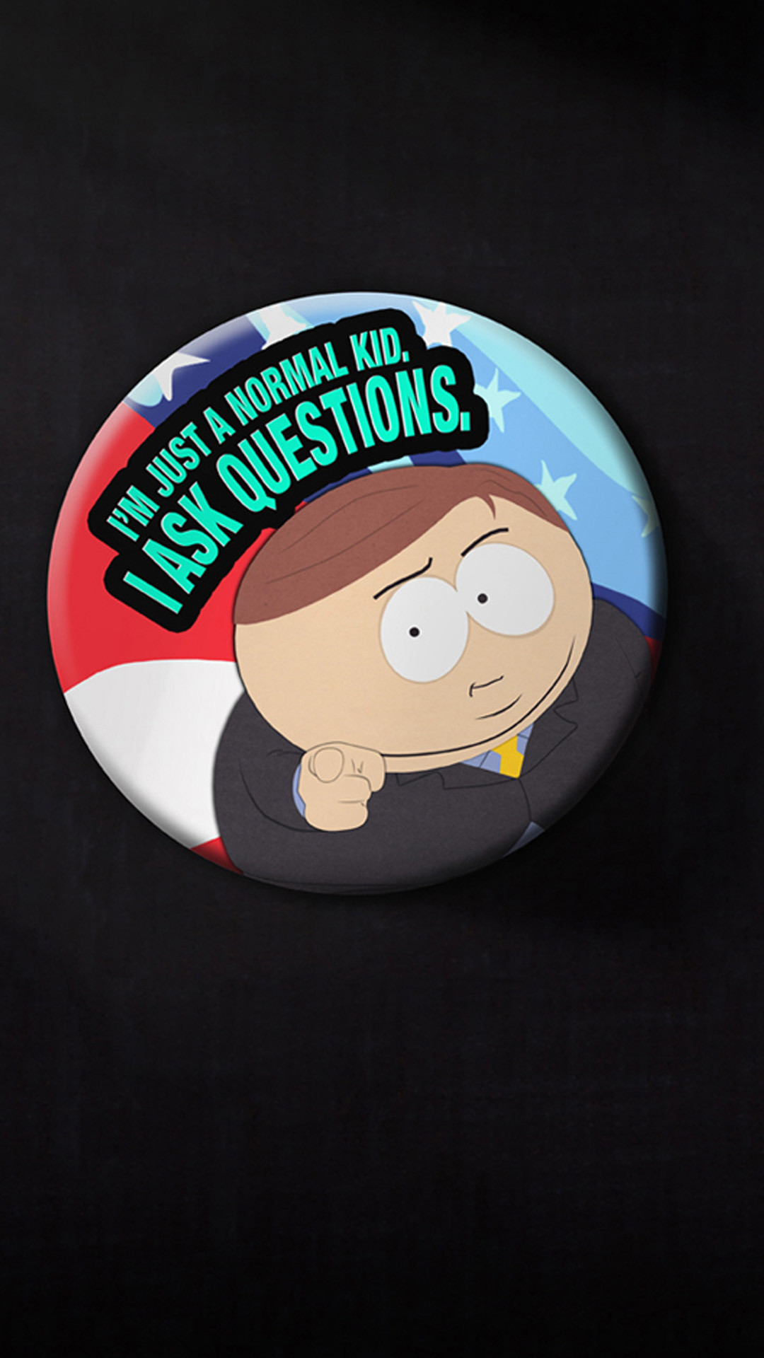 South Park, Stan Marsh, Spilla, Sfondo nero, 1080x1920, schermata di blocco iPhone