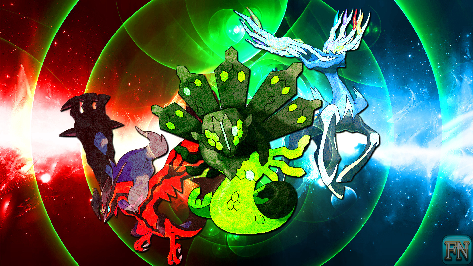 Zygarde, Xerneas, Yveltal, Pokémon, Leggendari, Full HD, sfondo Windows 11