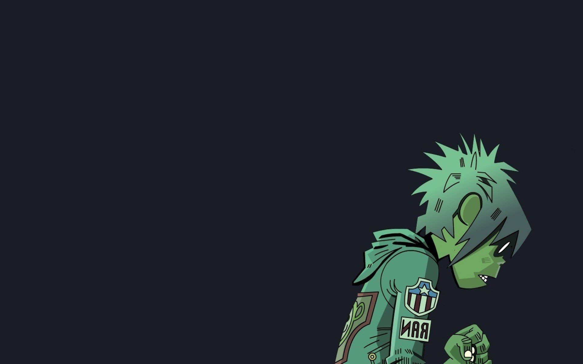 Gorillaz, 2-D, Sfondo nero, Minimalismo, 1920x1200, wallpaper desktop