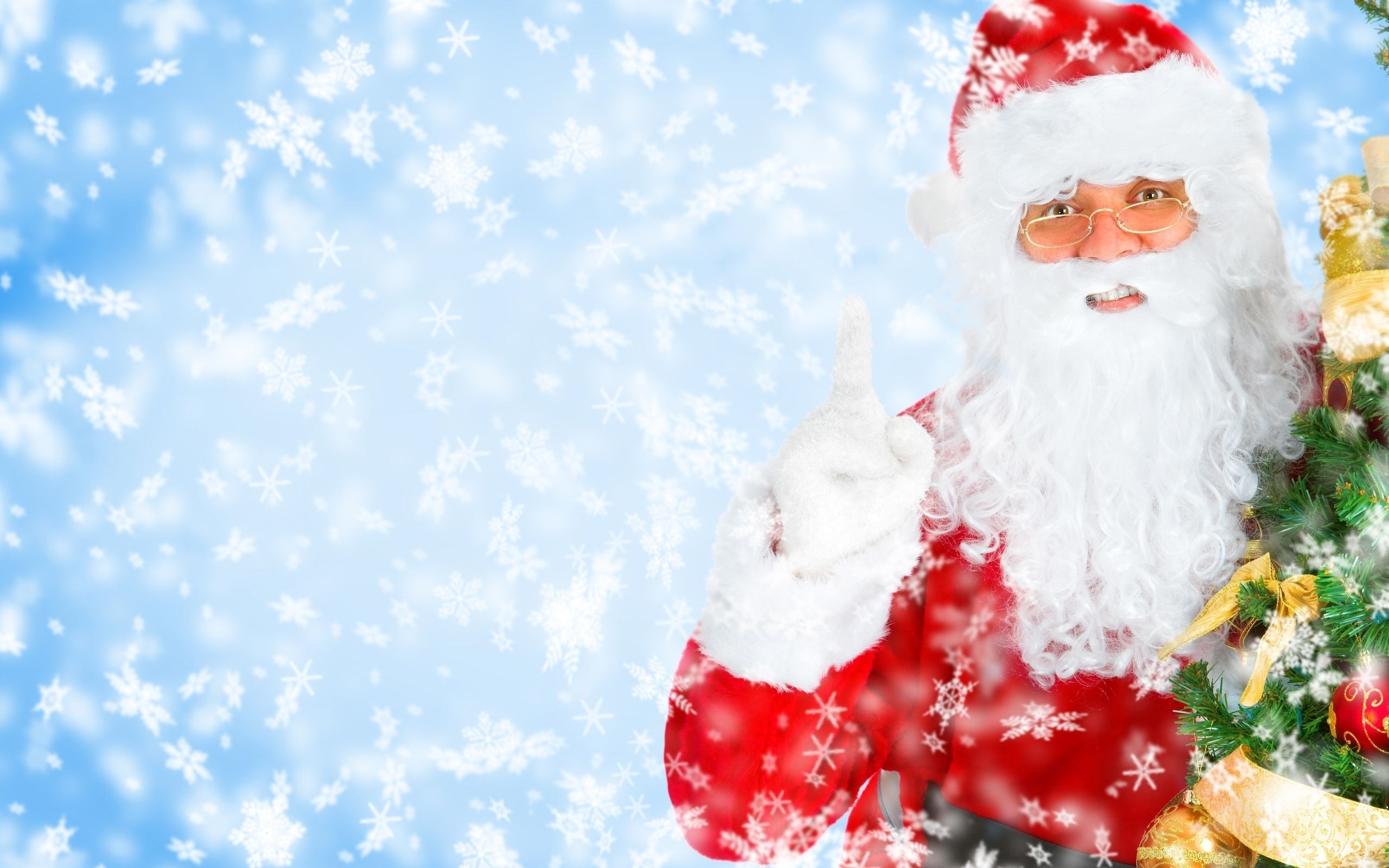 Babbo Natale, Fiocchi di neve, Azzurro, 2560x1600, immagine di sfondo