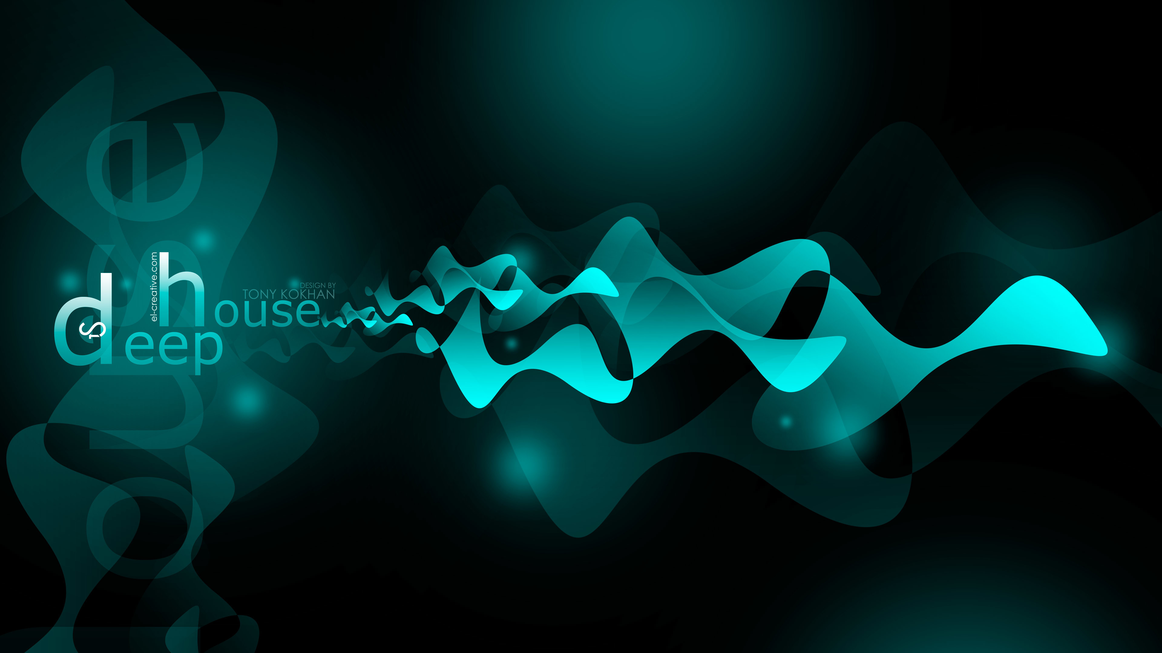 Deep House, Onde turchesi, Tipografia, 4K, sfondo desktop
